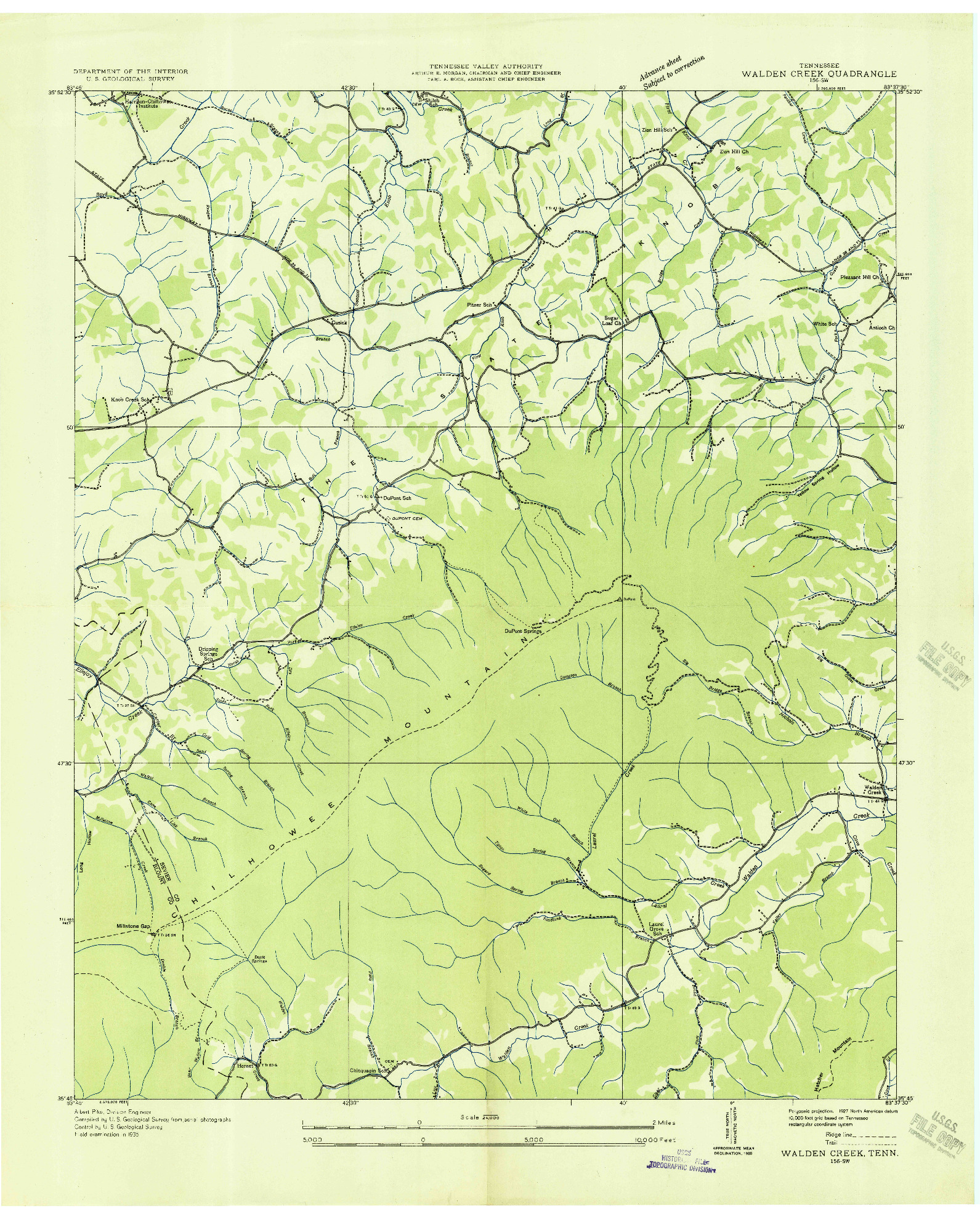 USGS 1:24000-SCALE QUADRANGLE FOR WALDEN CREEK, TN 1935