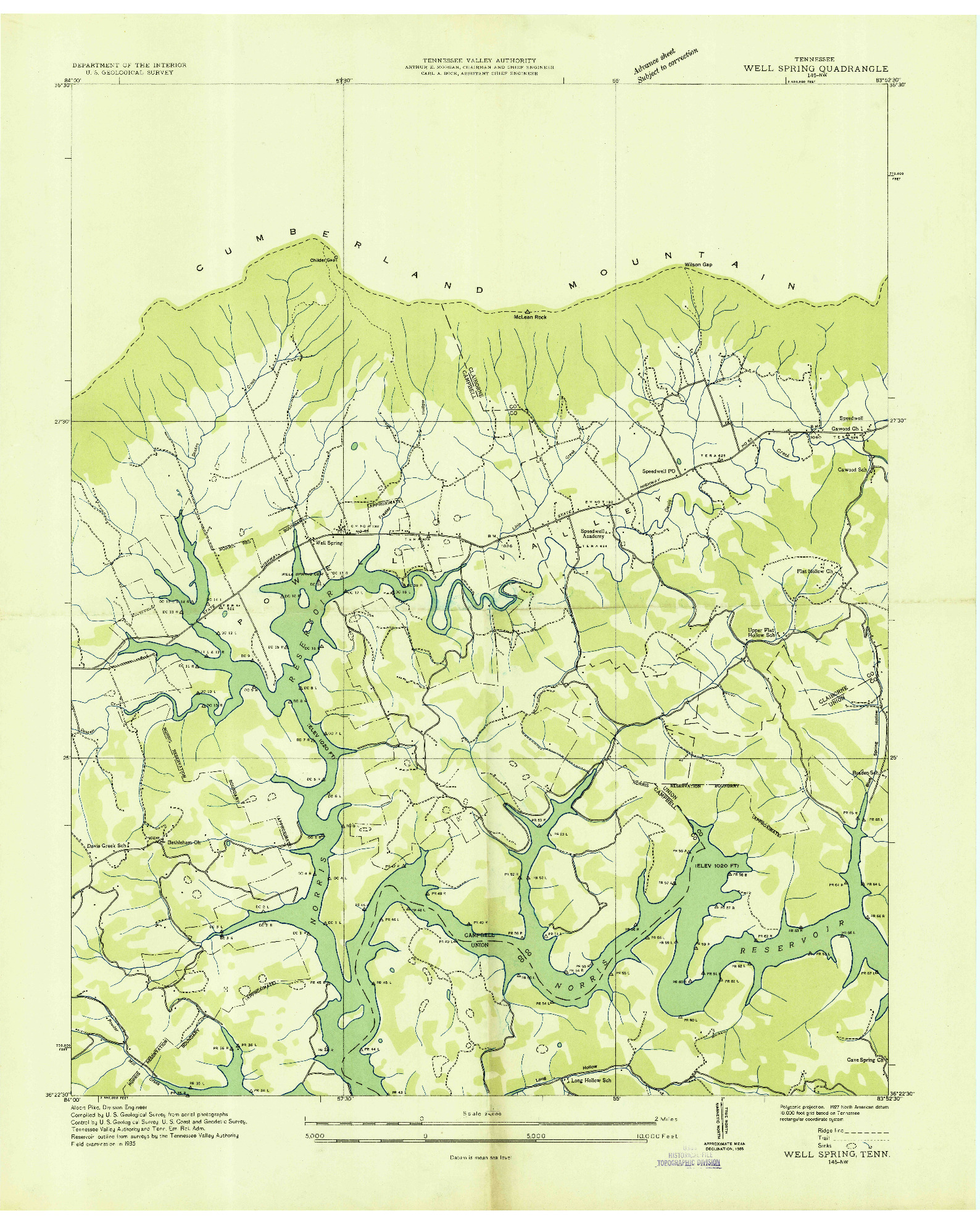 USGS 1:24000-SCALE QUADRANGLE FOR WELL SPRING, TN 1935