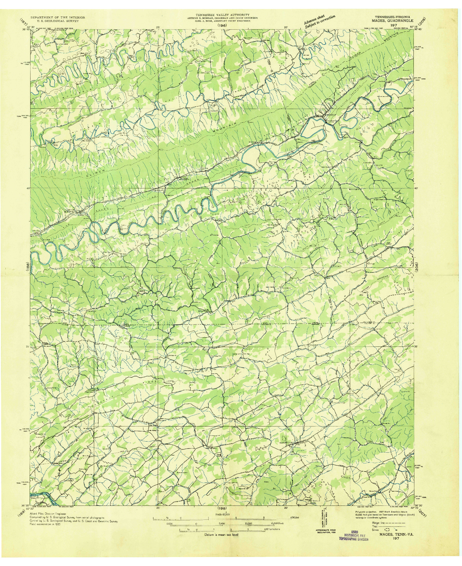 USGS 1:48000-SCALE QUADRANGLE FOR MAGES, TN 1935