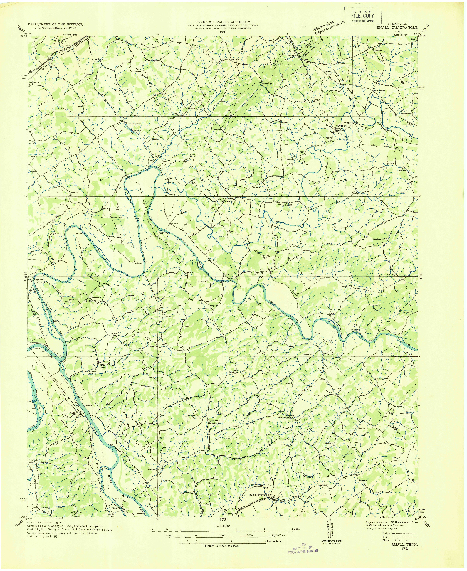 USGS 1:48000-SCALE QUADRANGLE FOR SMALL, TN 1935