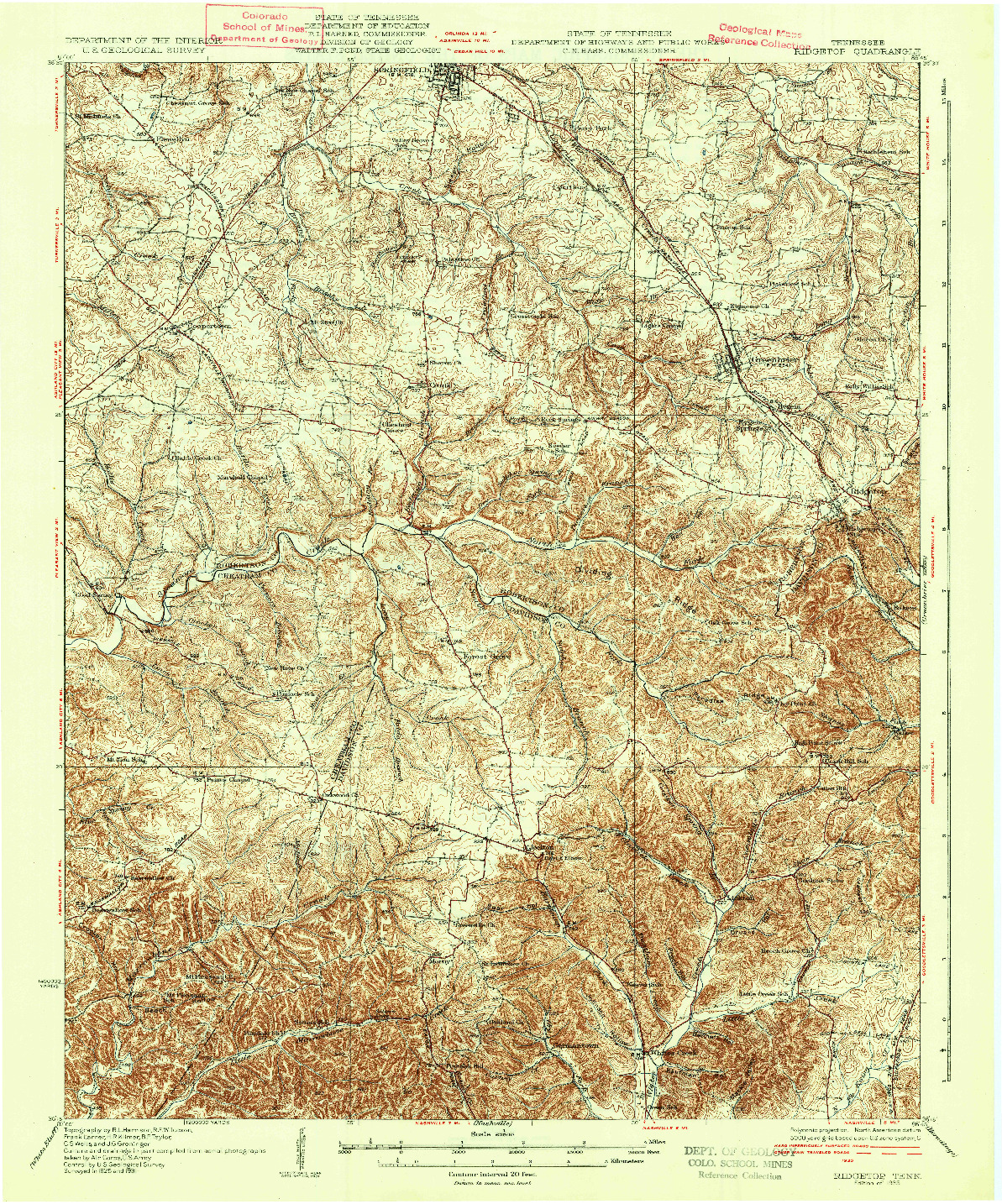 USGS 1:62500-SCALE QUADRANGLE FOR RIDGETOP, TN 1935