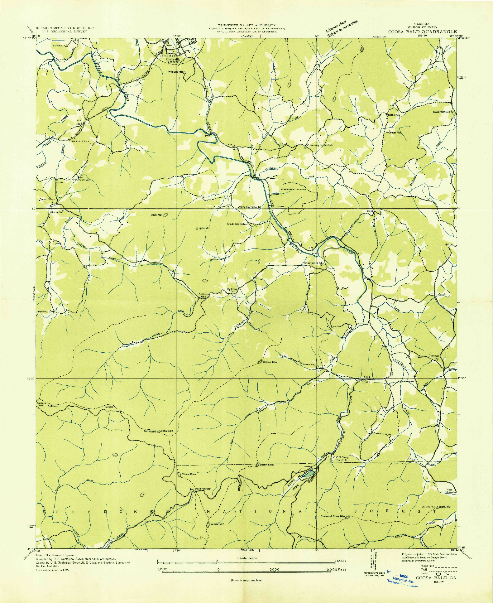 USGS 1:24000-SCALE QUADRANGLE FOR COOSA BALD, GA 1935