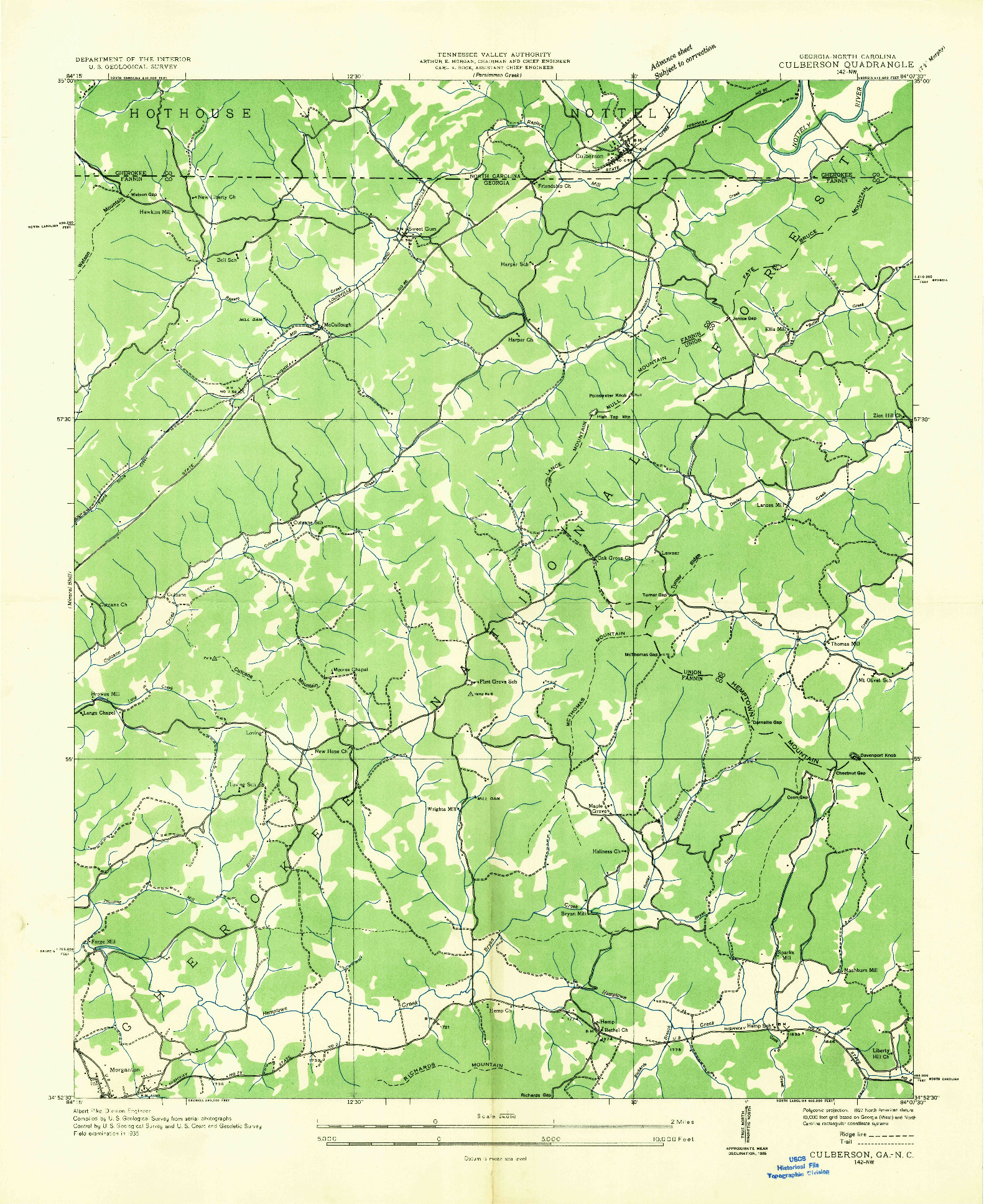USGS 1:24000-SCALE QUADRANGLE FOR CULBERSON, GA 1935