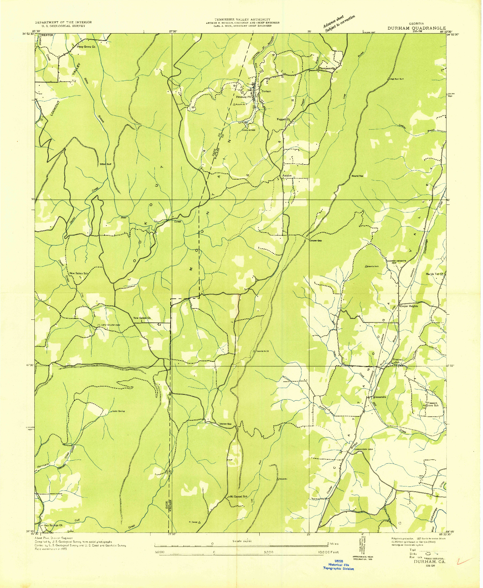 USGS 1:24000-SCALE QUADRANGLE FOR DURHAM, GA 1935