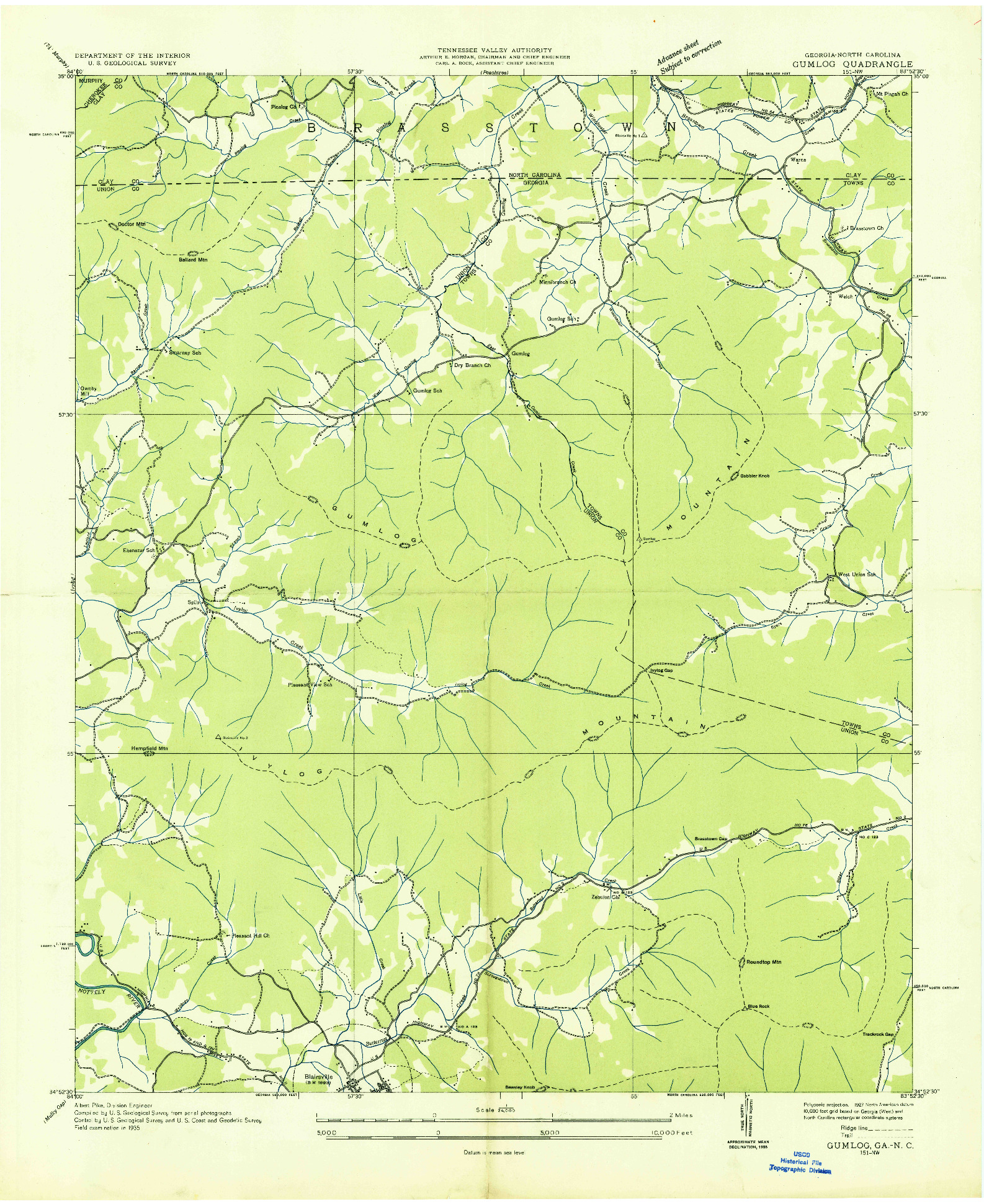 USGS 1:24000-SCALE QUADRANGLE FOR GUMLOG, GA 1935