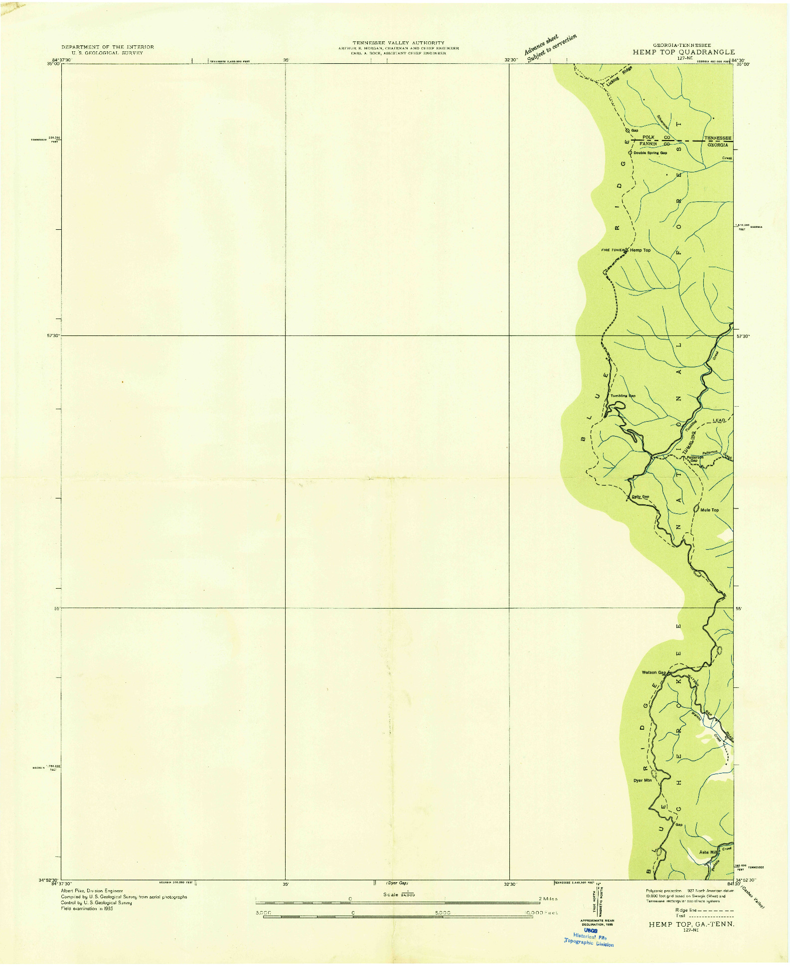 USGS 1:24000-SCALE QUADRANGLE FOR HEMP TOP, GA 1935