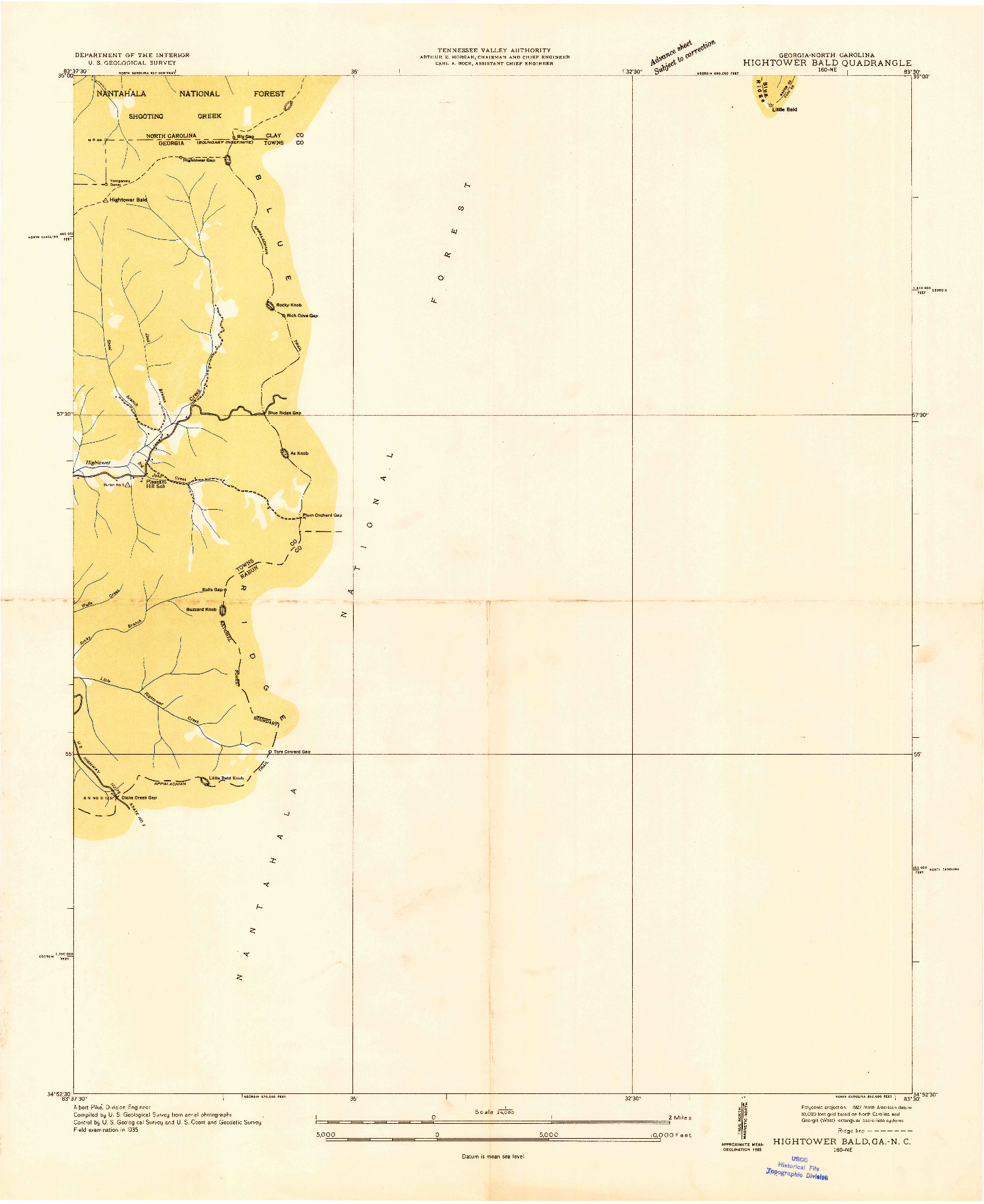 USGS 1:24000-SCALE QUADRANGLE FOR HIGHTOWER BALD, GA 1935