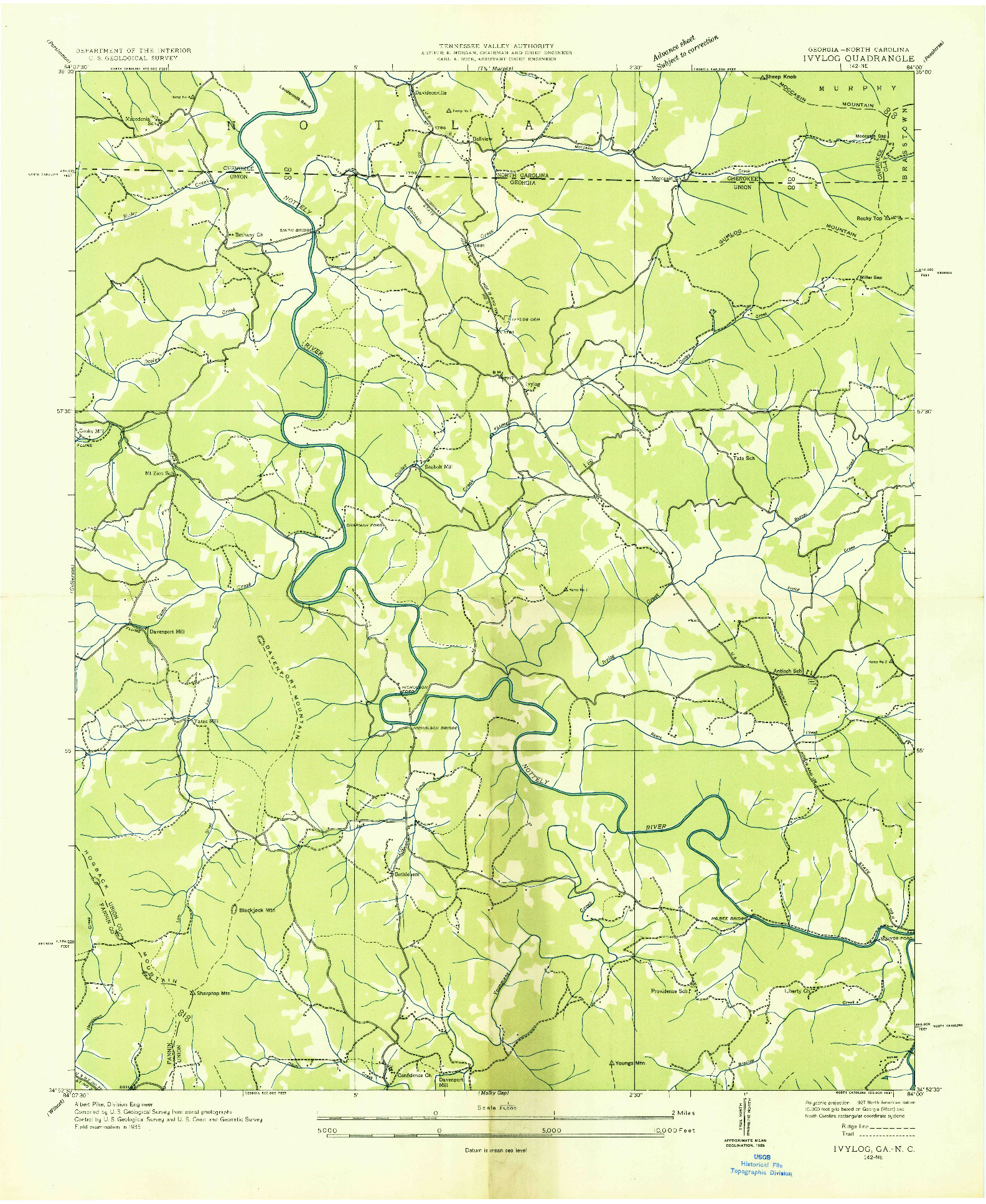 USGS 1:24000-SCALE QUADRANGLE FOR IVYLOG, GA 1935