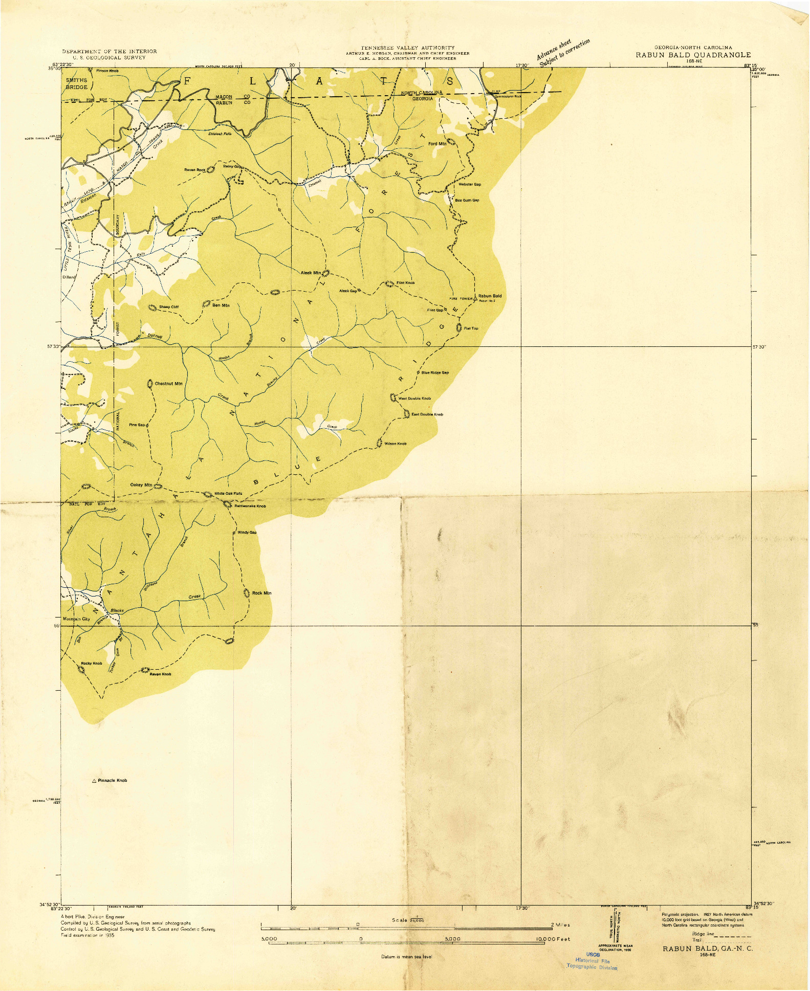USGS 1:24000-SCALE QUADRANGLE FOR RABUN BALD, GA 1935