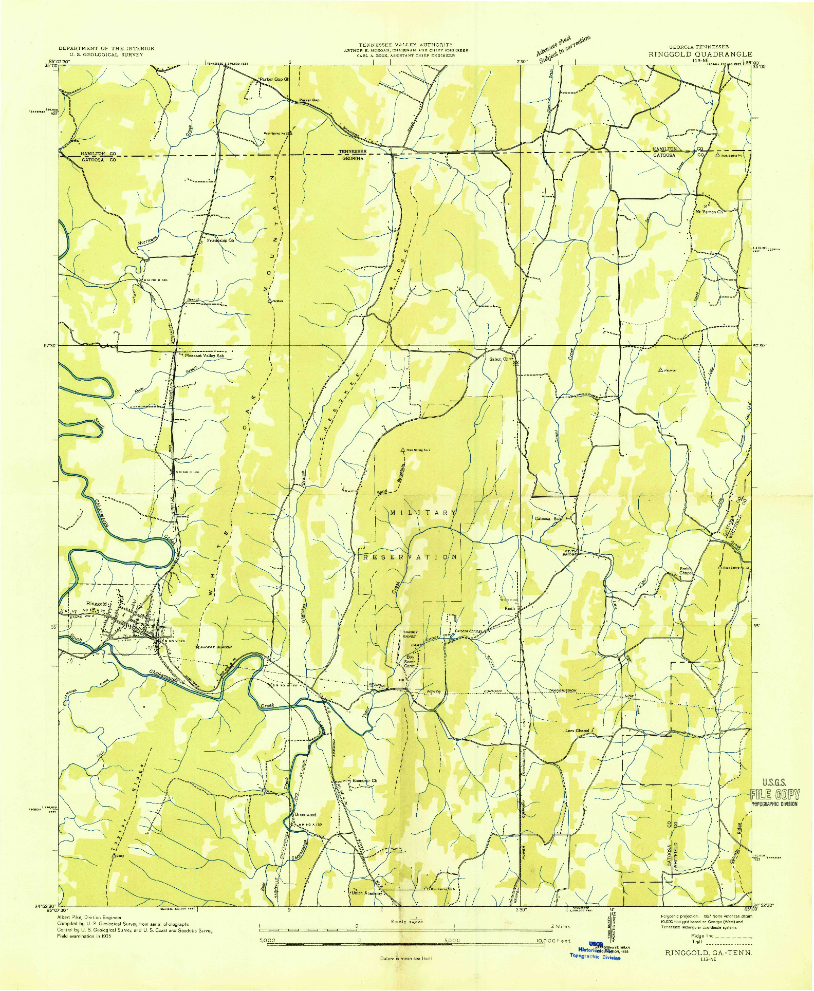USGS 1:24000-SCALE QUADRANGLE FOR RINGGOLD, GA 1935