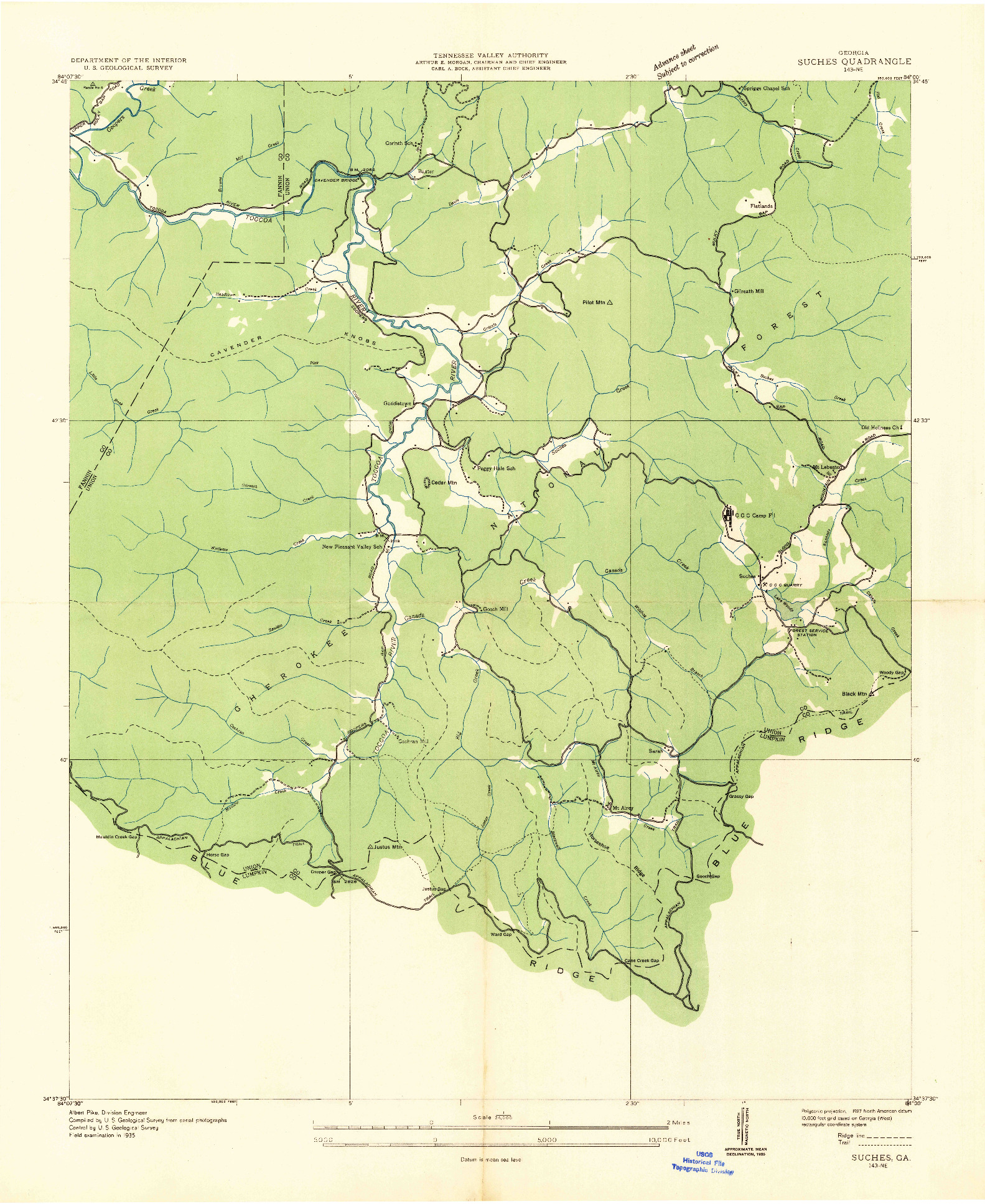 USGS 1:24000-SCALE QUADRANGLE FOR SUCHES, GA 1935