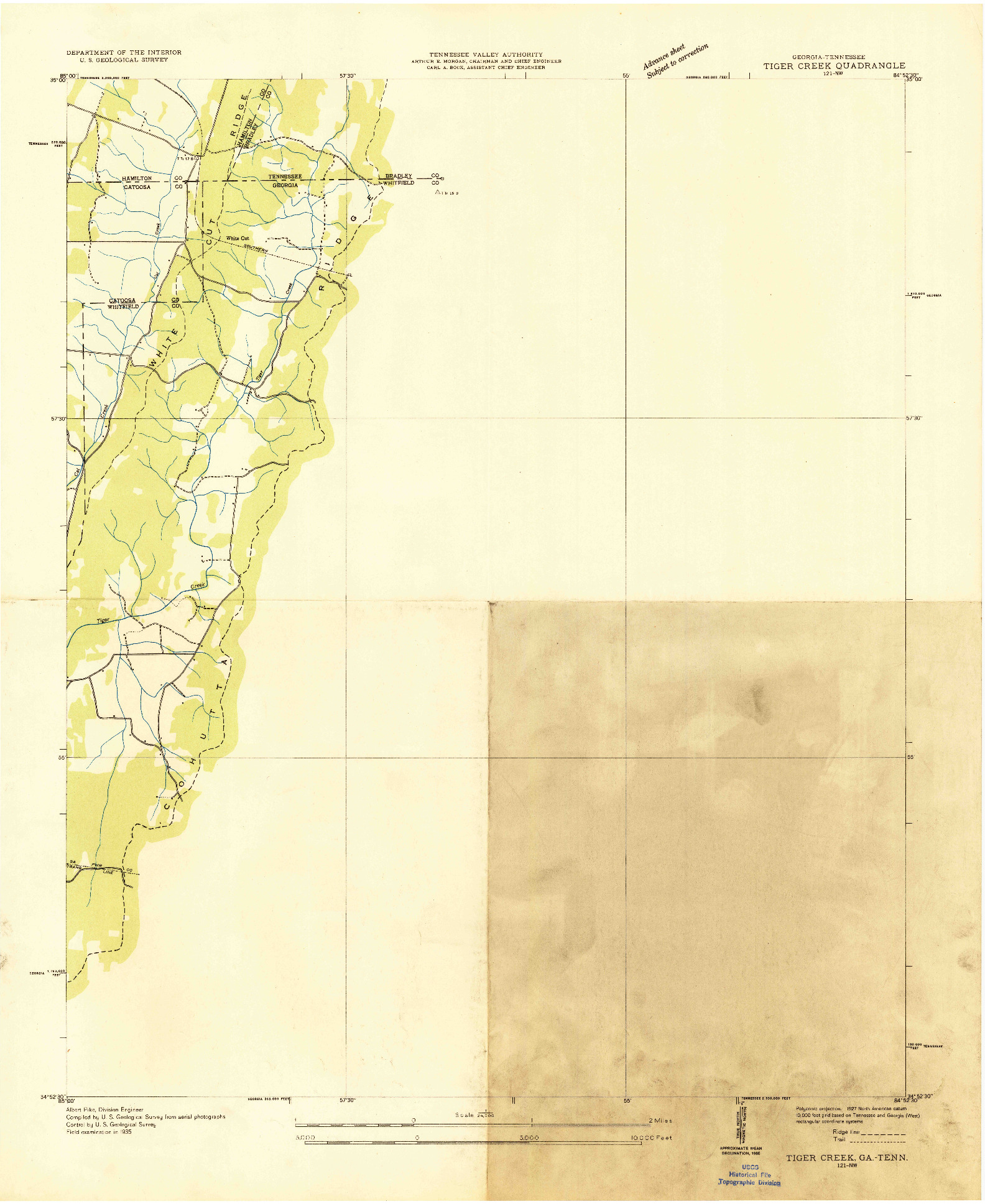 USGS 1:24000-SCALE QUADRANGLE FOR TIGER CREEK, GA 1935