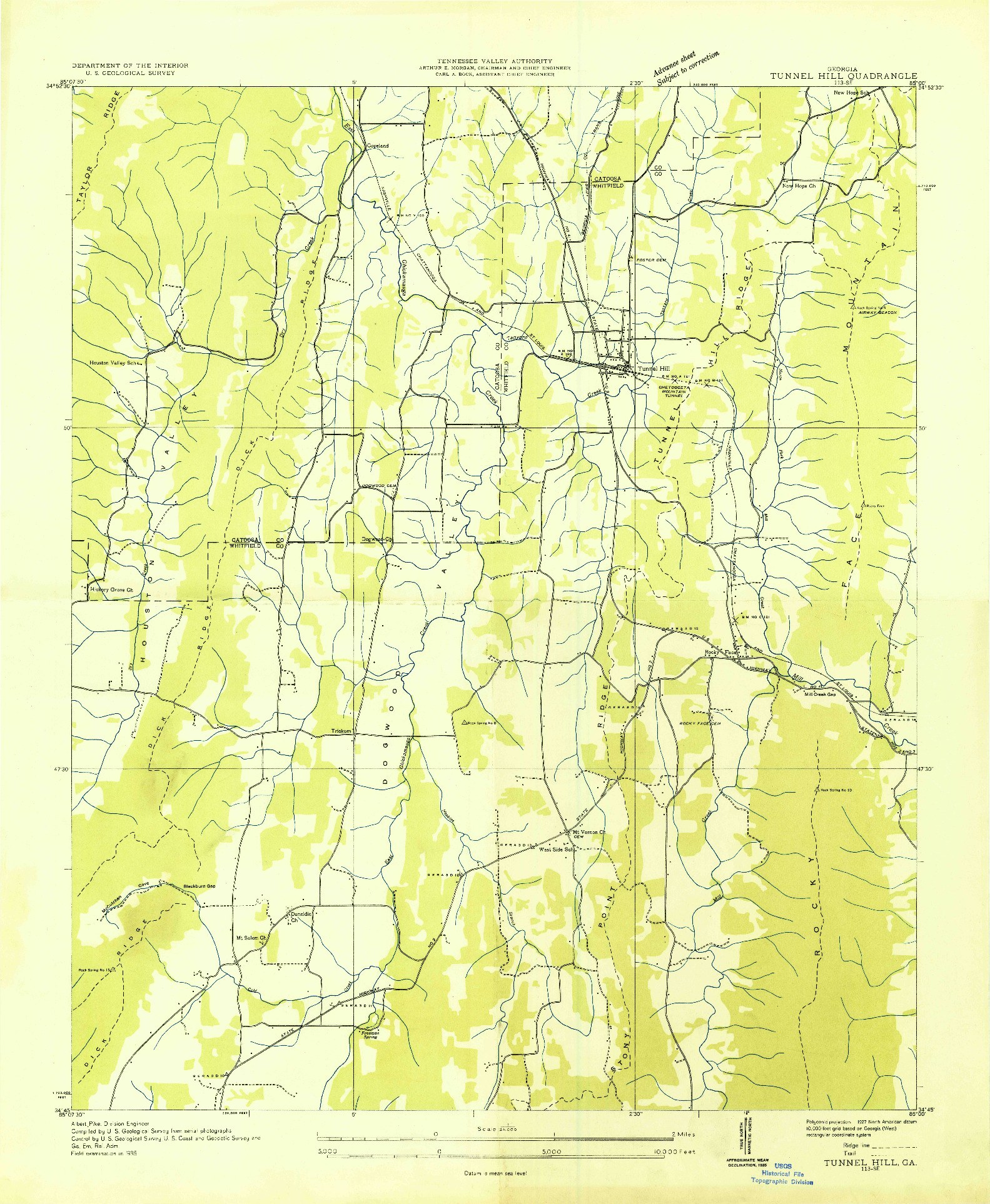 USGS 1:24000-SCALE QUADRANGLE FOR TUNNEL HILL, GA 1935