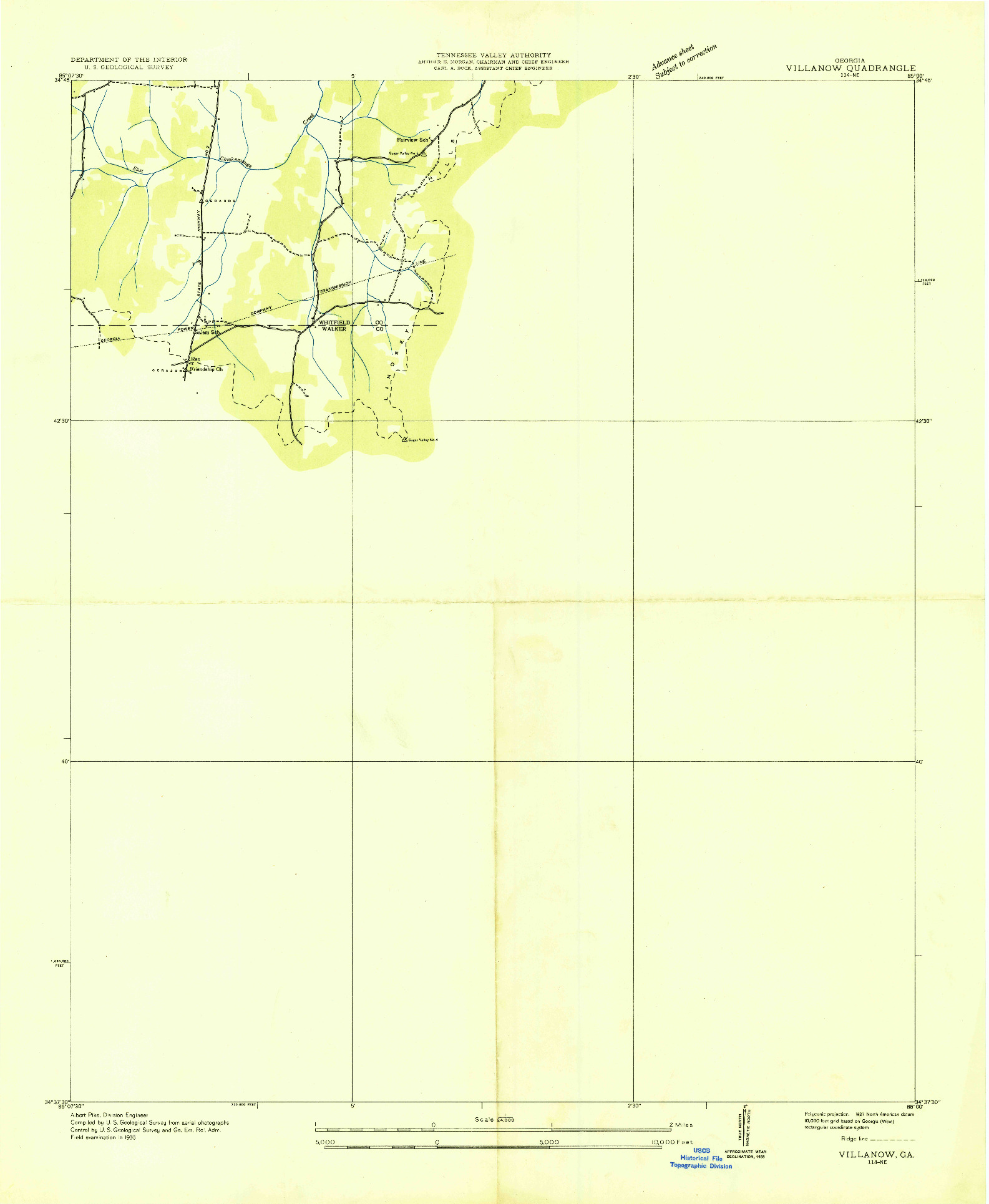 USGS 1:24000-SCALE QUADRANGLE FOR VILLANOW, GA 1935