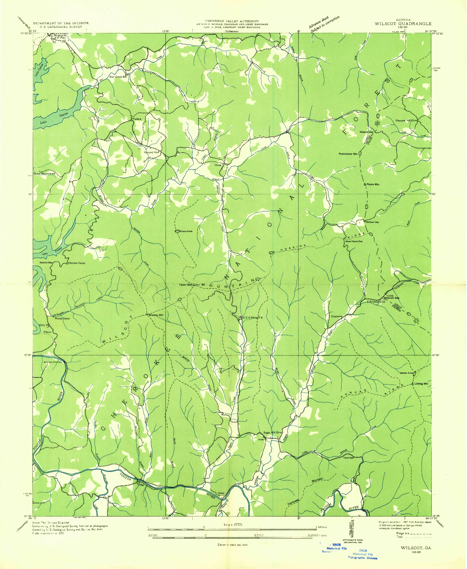 USGS 1:24000-SCALE QUADRANGLE FOR WILSCOT, GA 1935