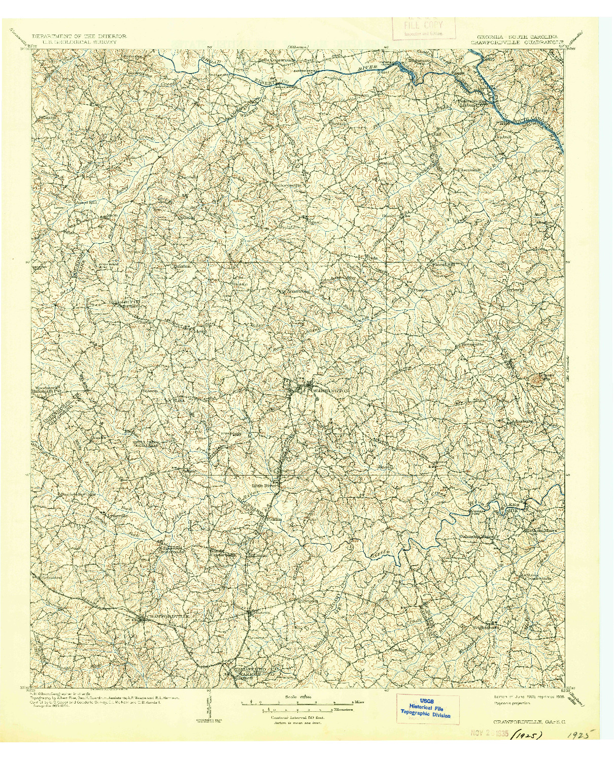 USGS 1:125000-SCALE QUADRANGLE FOR CRAWFORDVILLE, GA 1906