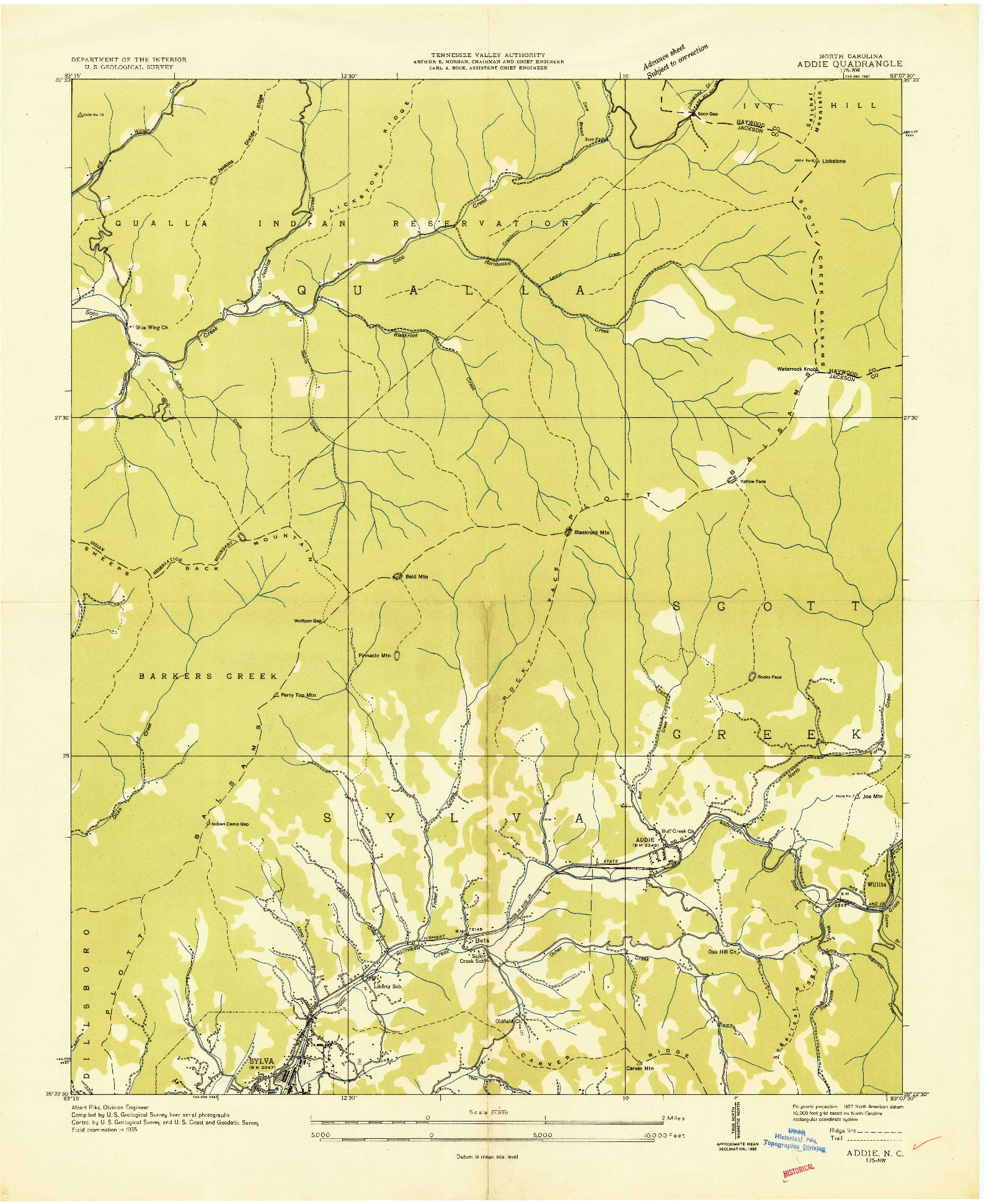 USGS 1:24000-SCALE QUADRANGLE FOR ADDIE, NC 1935