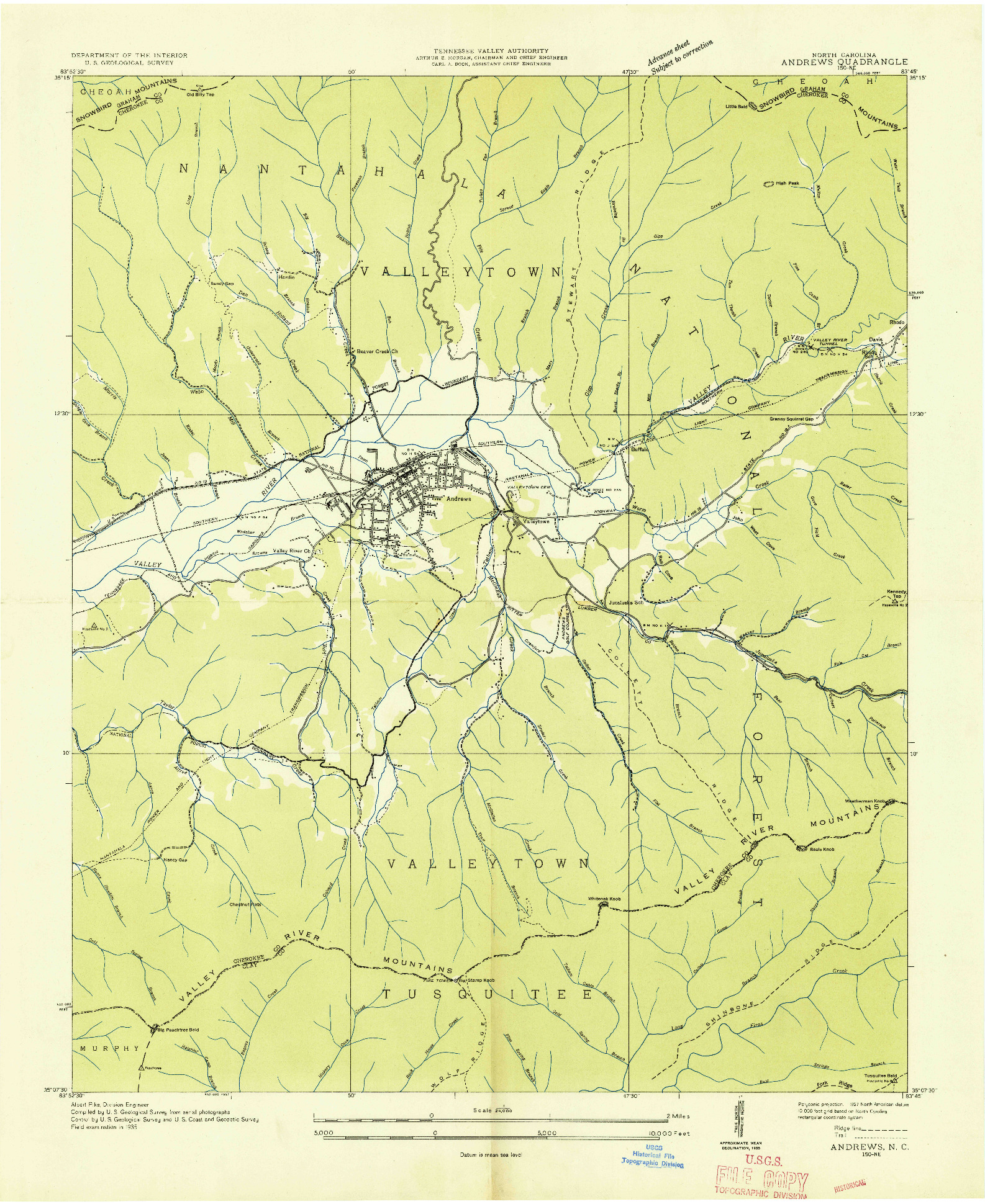 USGS 1:24000-SCALE QUADRANGLE FOR ANDREWS, NC 1935