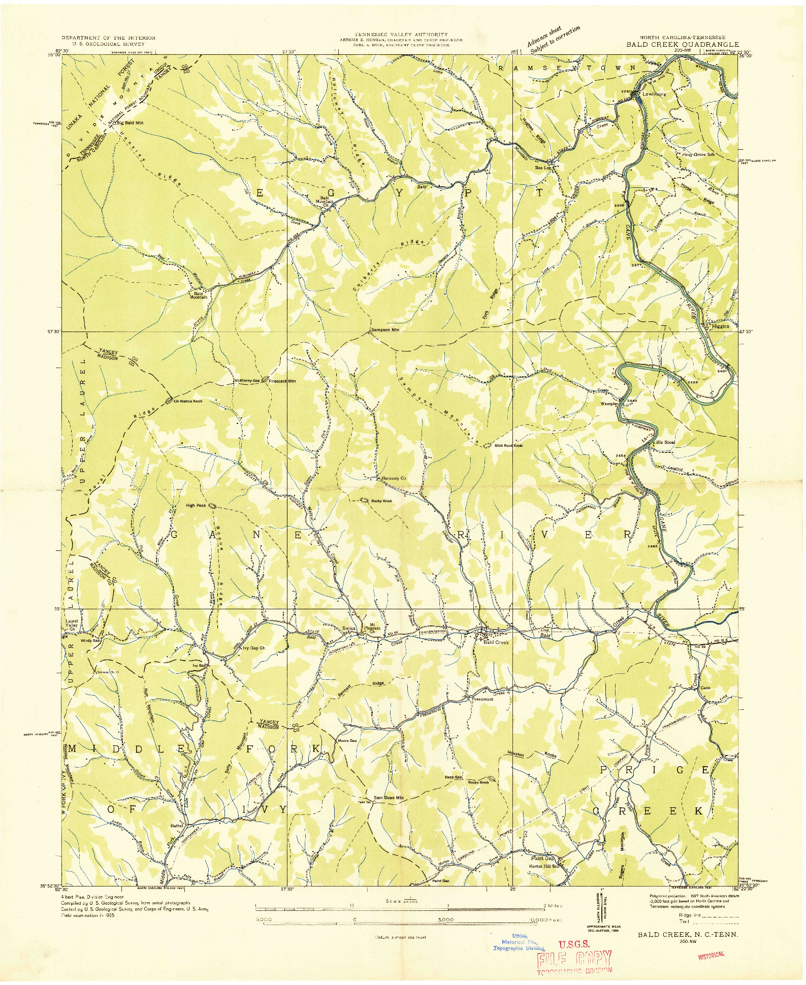 USGS 1:24000-SCALE QUADRANGLE FOR BALD CREEK, NC 1935