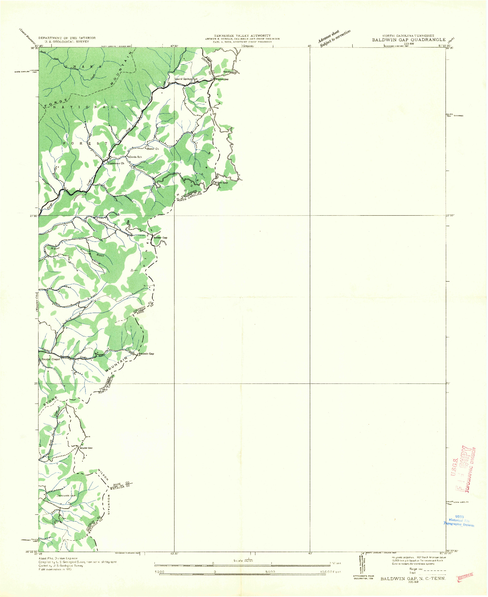 USGS 1:24000-SCALE QUADRANGLE FOR BALDWIN GAP, NC 1935