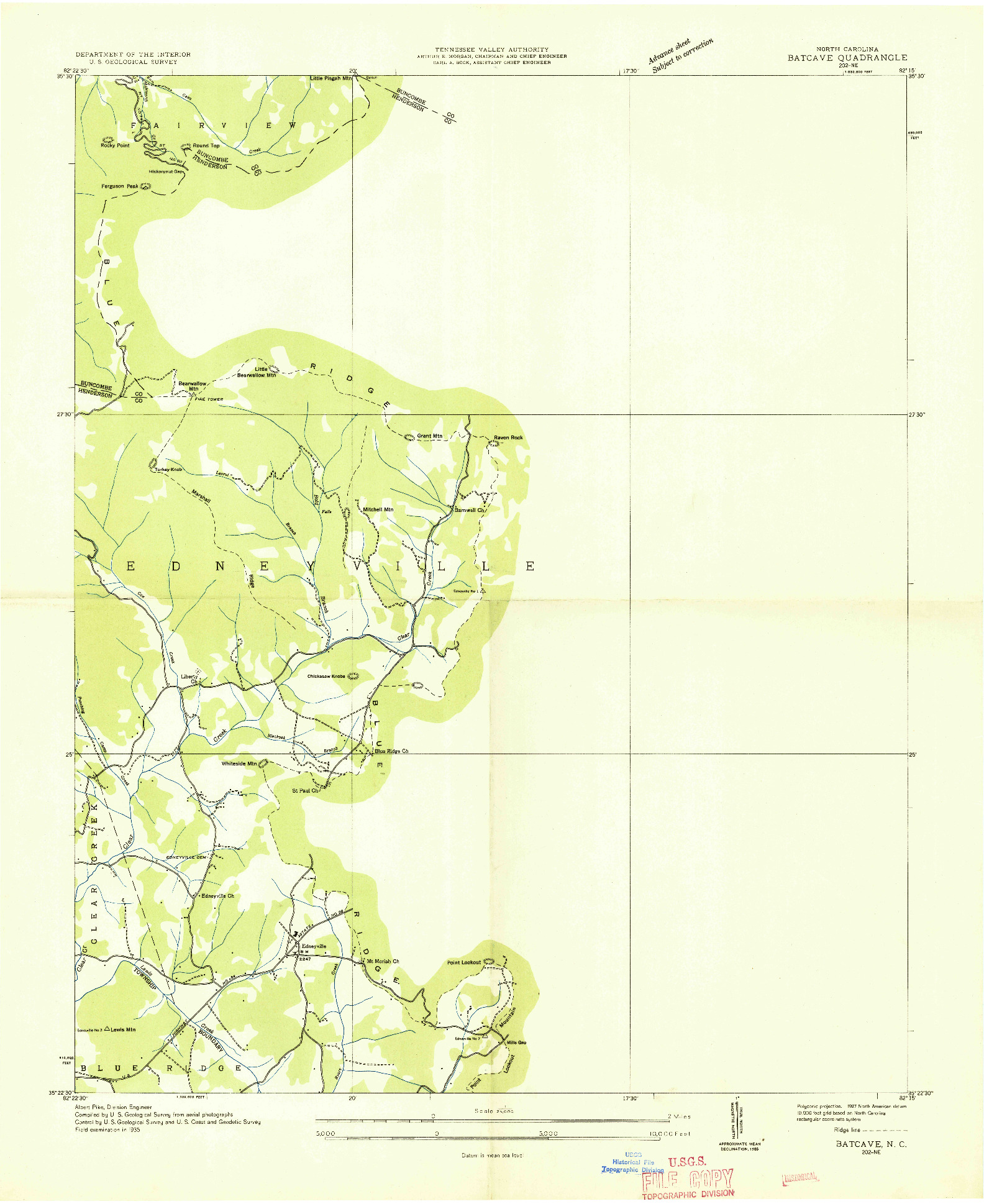 USGS 1:24000-SCALE QUADRANGLE FOR BATCAVE, NC 1935