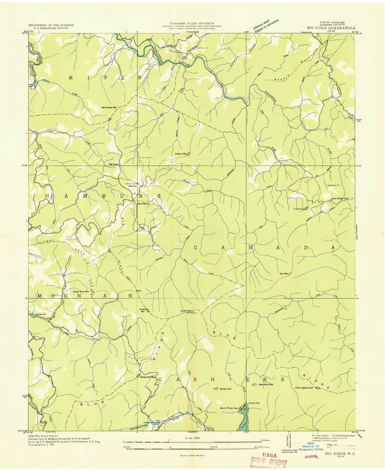 USGS 1:24000-SCALE QUADRANGLE FOR BIG RIDGE, NC 1935
