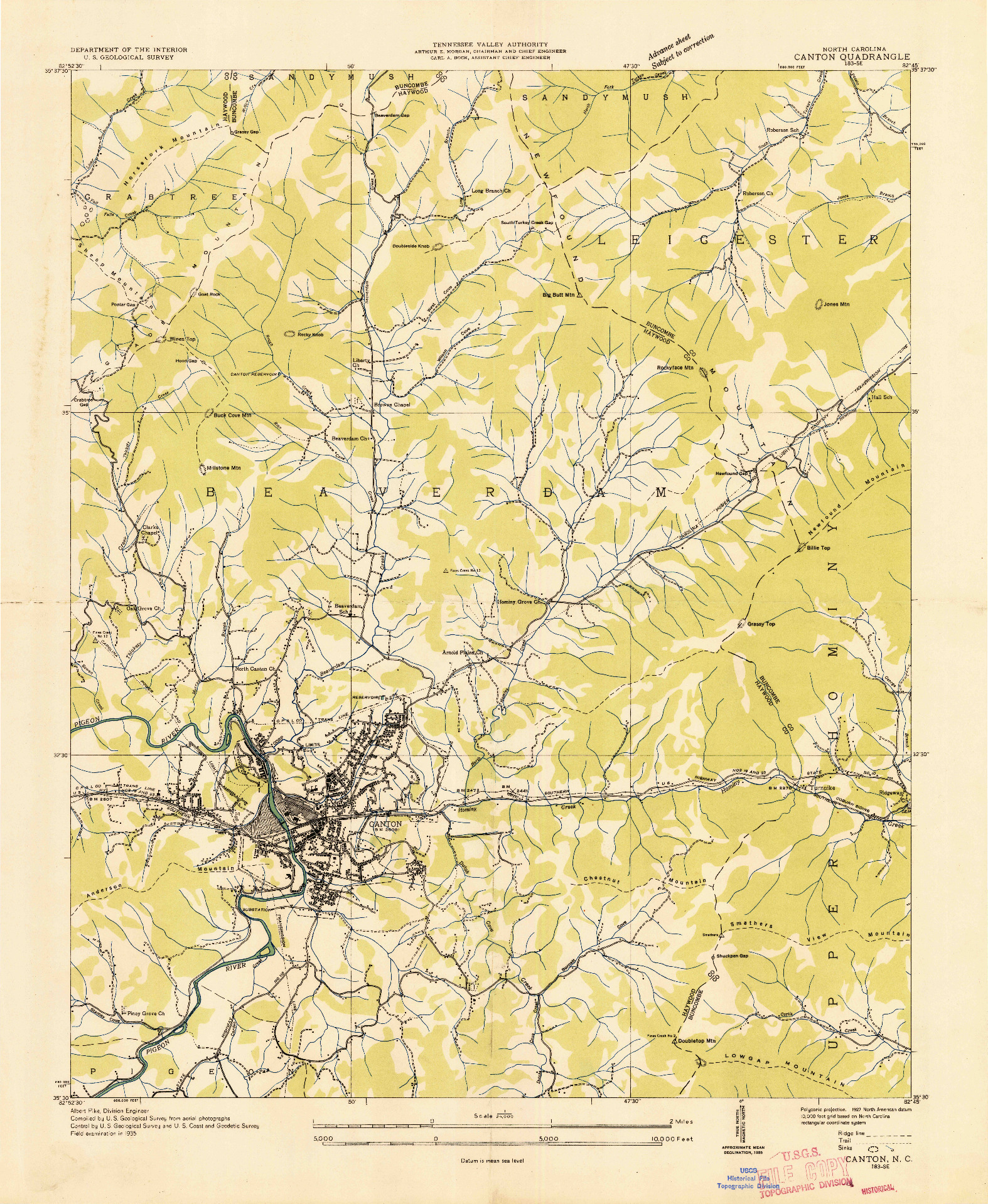 USGS 1:24000-SCALE QUADRANGLE FOR CANTON, NC 1935