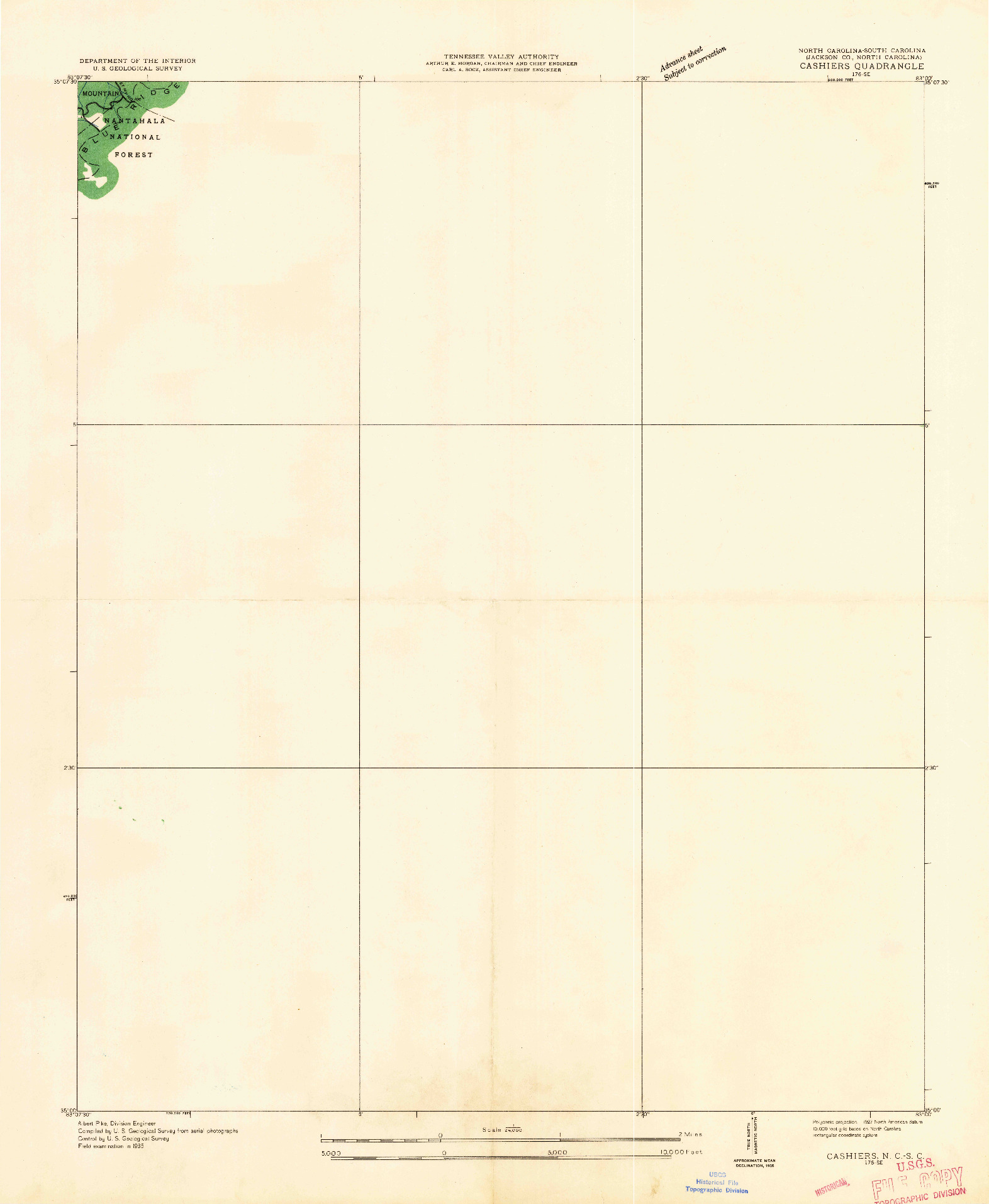 USGS 1:24000-SCALE QUADRANGLE FOR CASHIERS, NC 1935