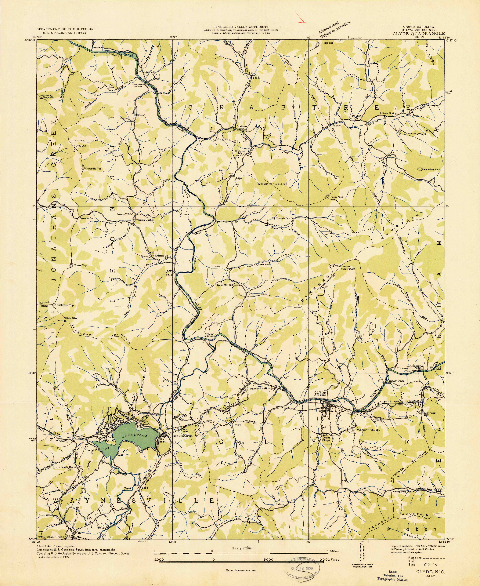 USGS 1:24000-SCALE QUADRANGLE FOR CLYDE, NC 1935