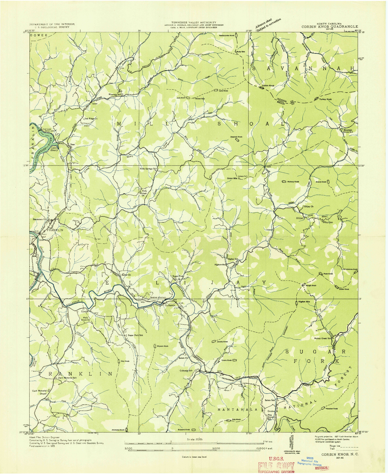 USGS 1:24000-SCALE QUADRANGLE FOR CORBIN KNOB, NC 1935