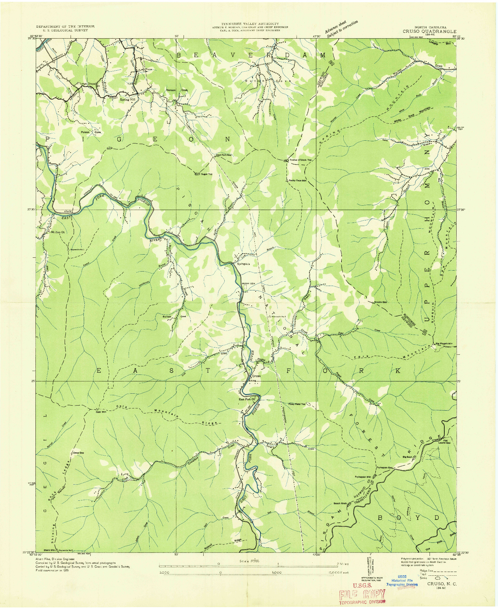 USGS 1:24000-SCALE QUADRANGLE FOR CRUSO, NC 1935