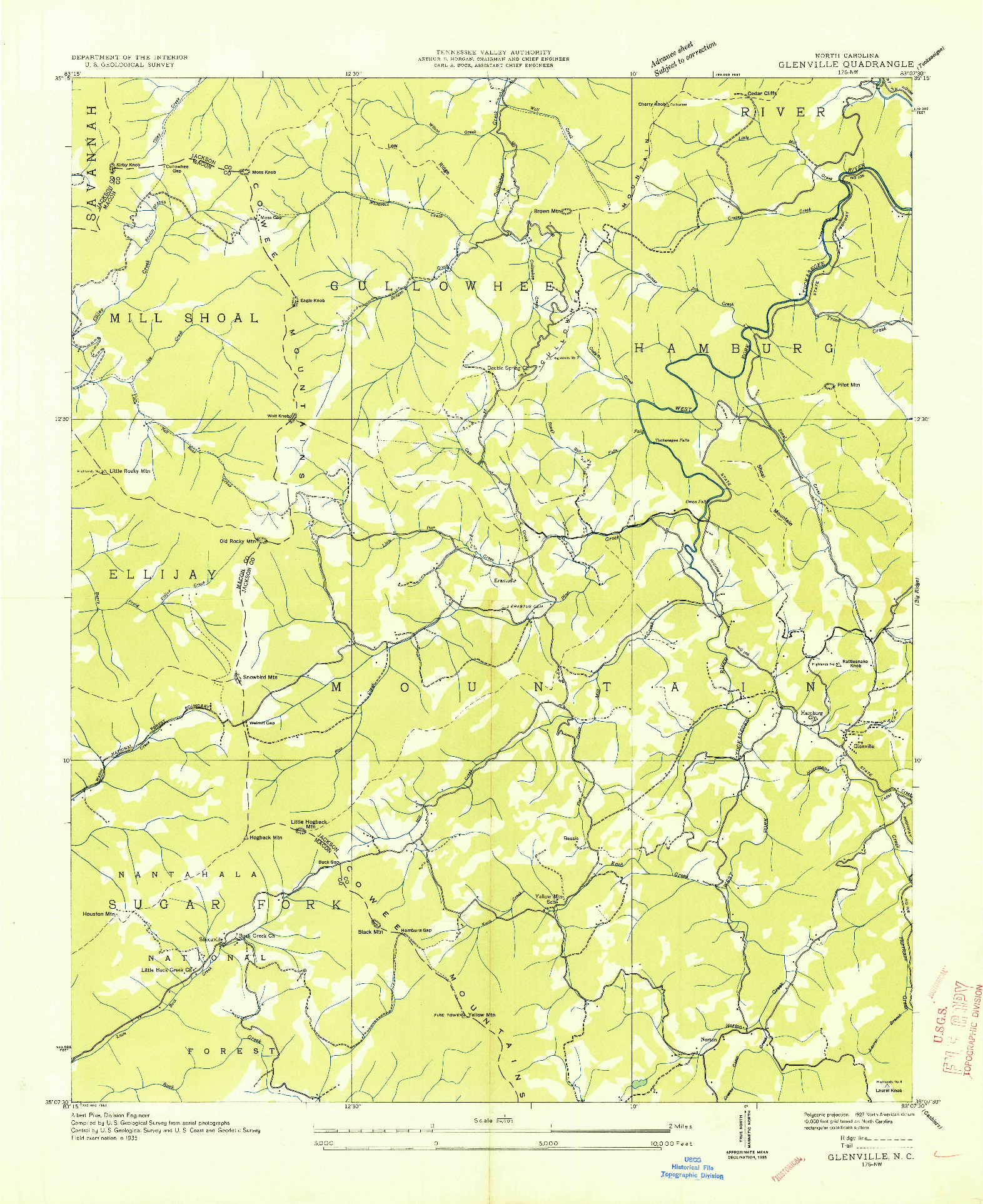 USGS 1:24000-SCALE QUADRANGLE FOR GLENVILLE, NC 1935