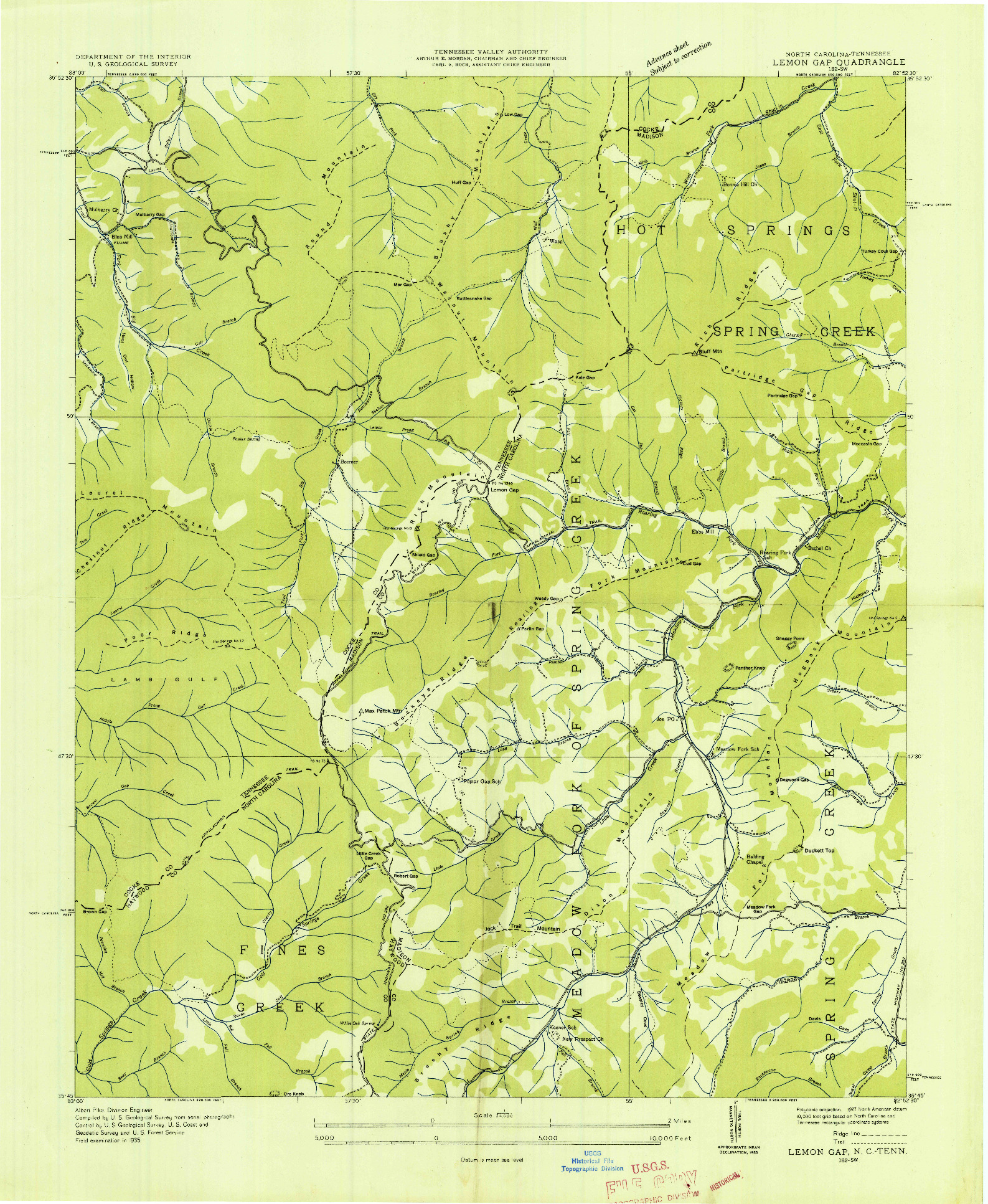 USGS 1:24000-SCALE QUADRANGLE FOR LEMON GAP, NC 1935