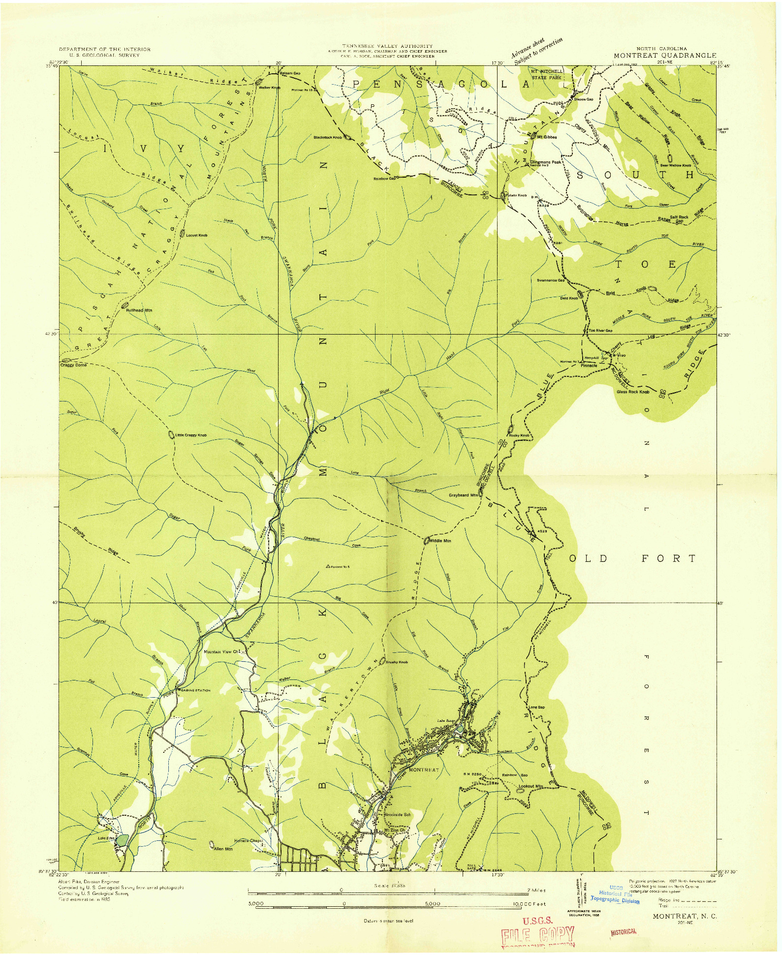 USGS 1:24000-SCALE QUADRANGLE FOR MONTREAT, NC 1935