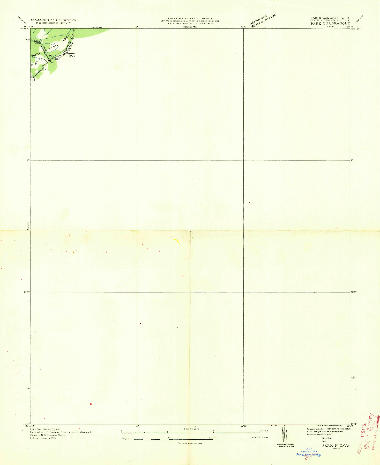 USGS 1:24000-SCALE QUADRANGLE FOR PARK, NC 1935