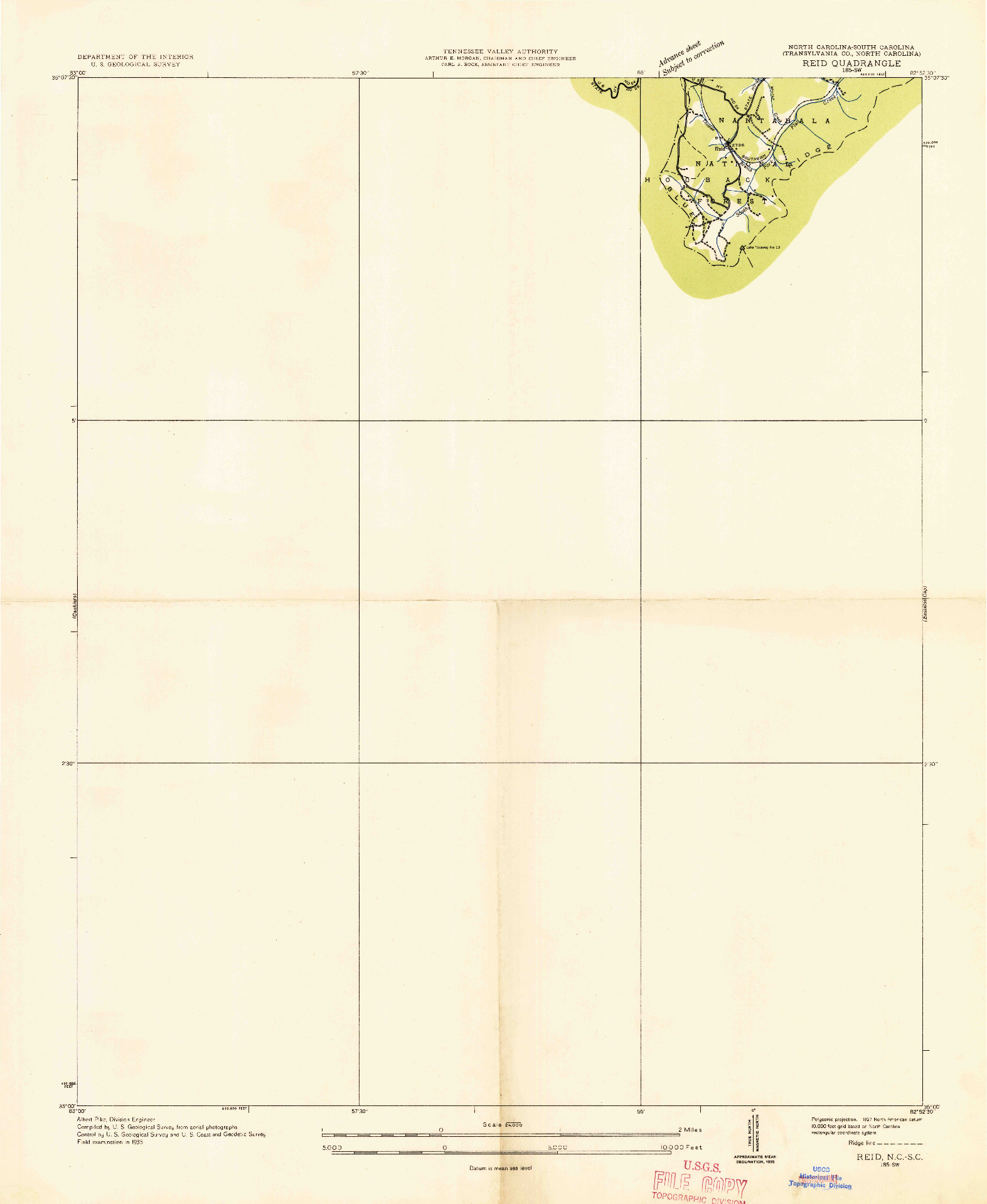 USGS 1:24000-SCALE QUADRANGLE FOR REID, NC 1935