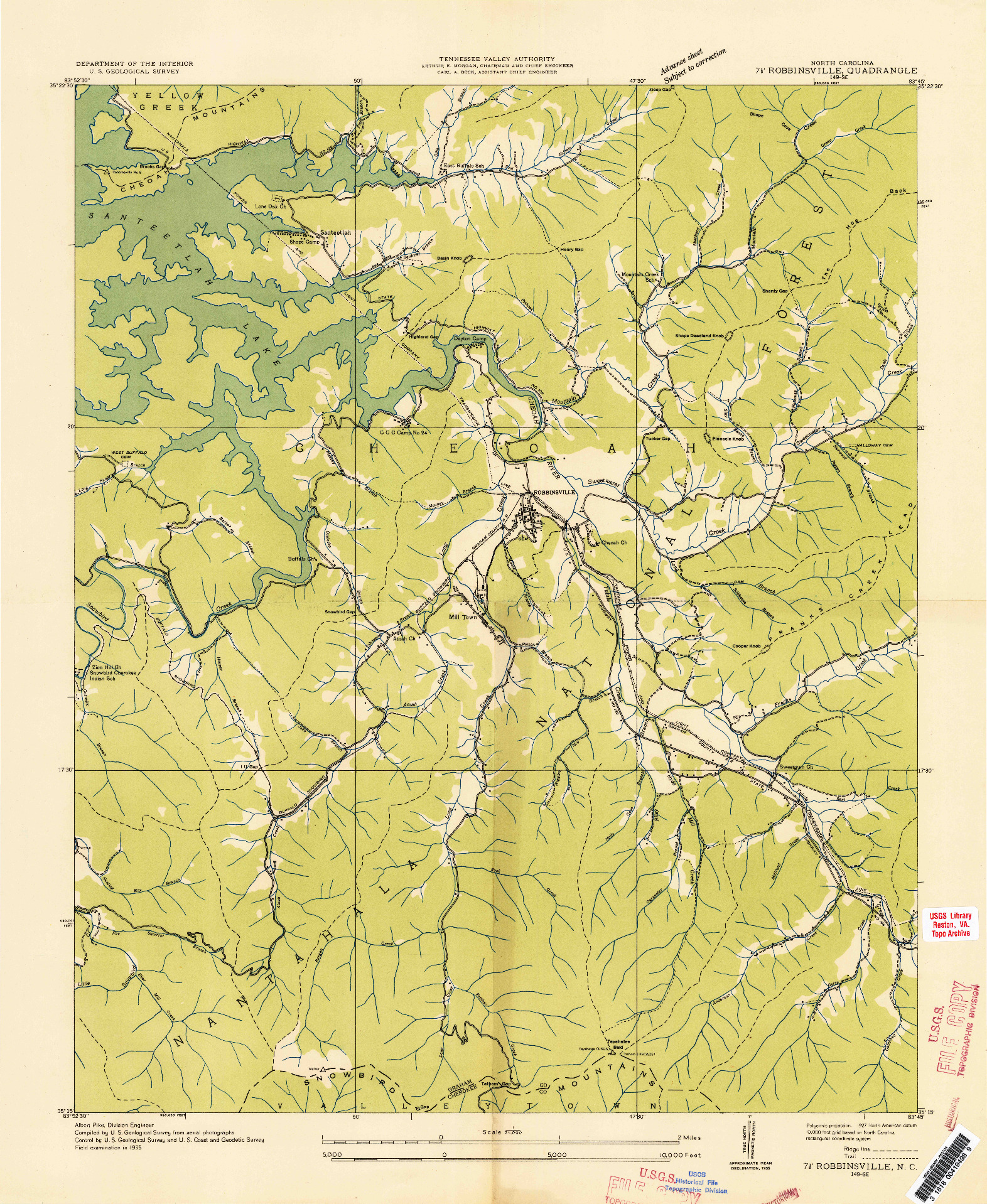 USGS 1:24000-SCALE QUADRANGLE FOR ROBBINSVILLE, NC 1935