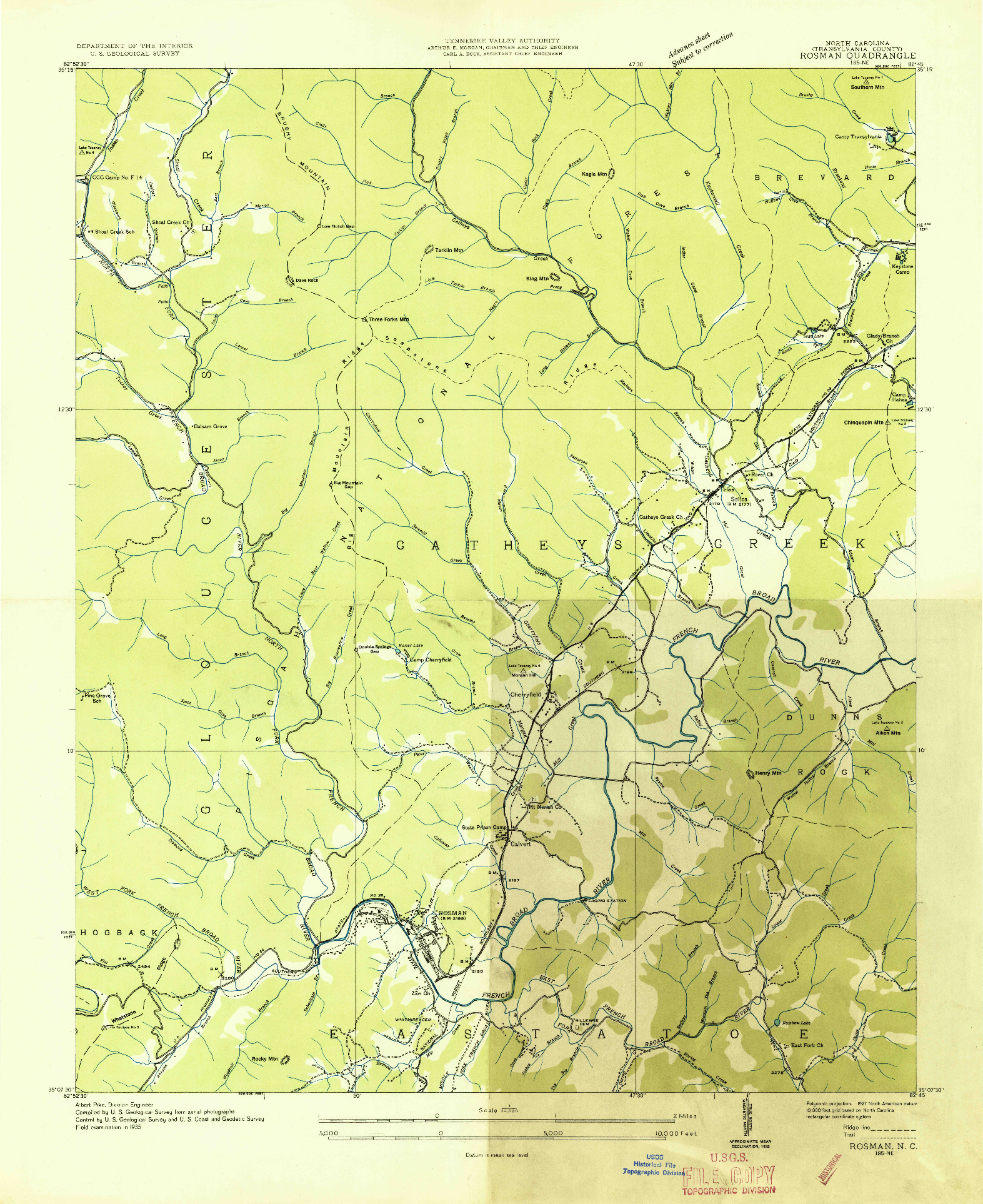 USGS 1:24000-SCALE QUADRANGLE FOR ROSMAN, NC 1935