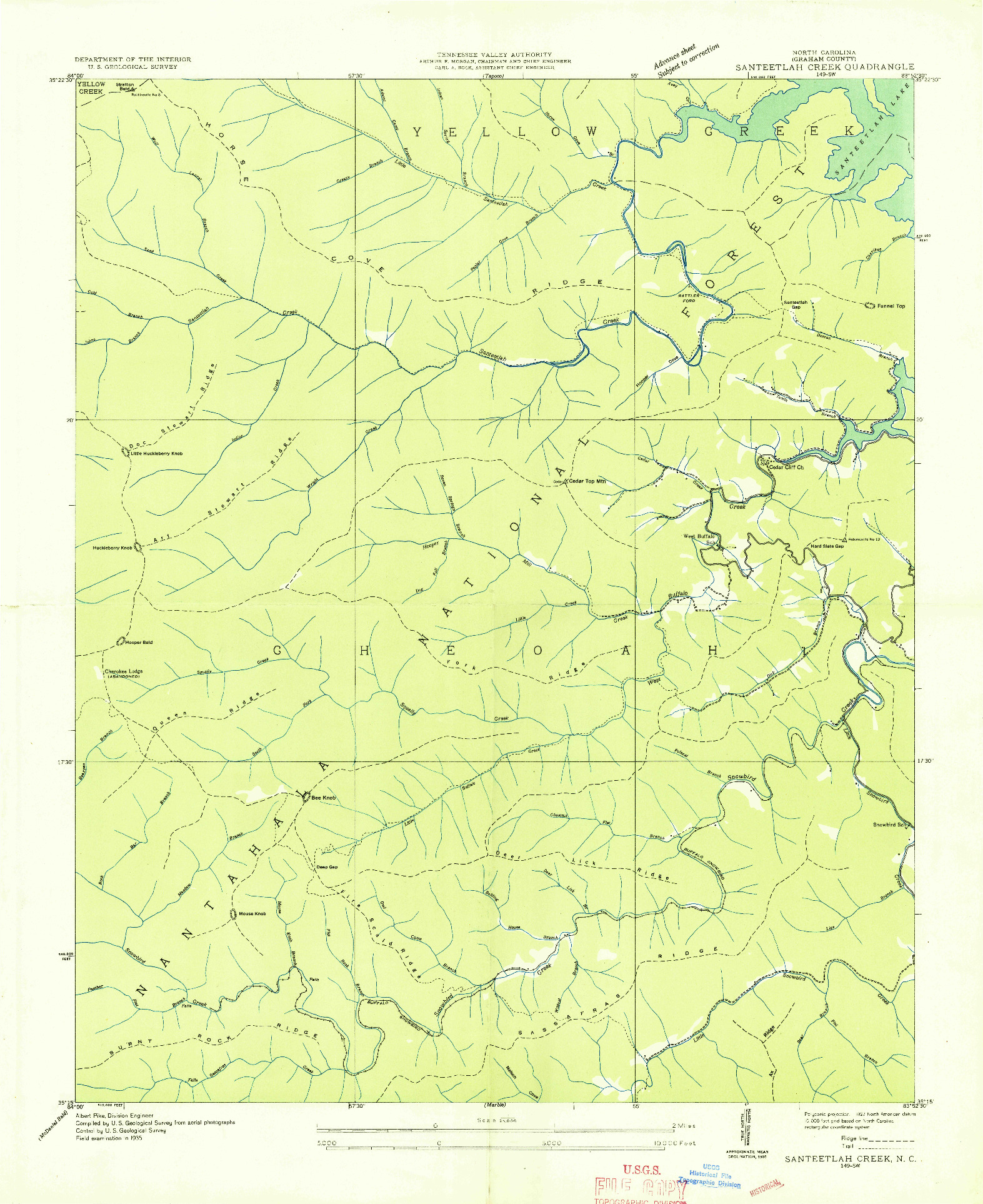 USGS 1:24000-SCALE QUADRANGLE FOR SANTEETLAH CREEK, NC 1935