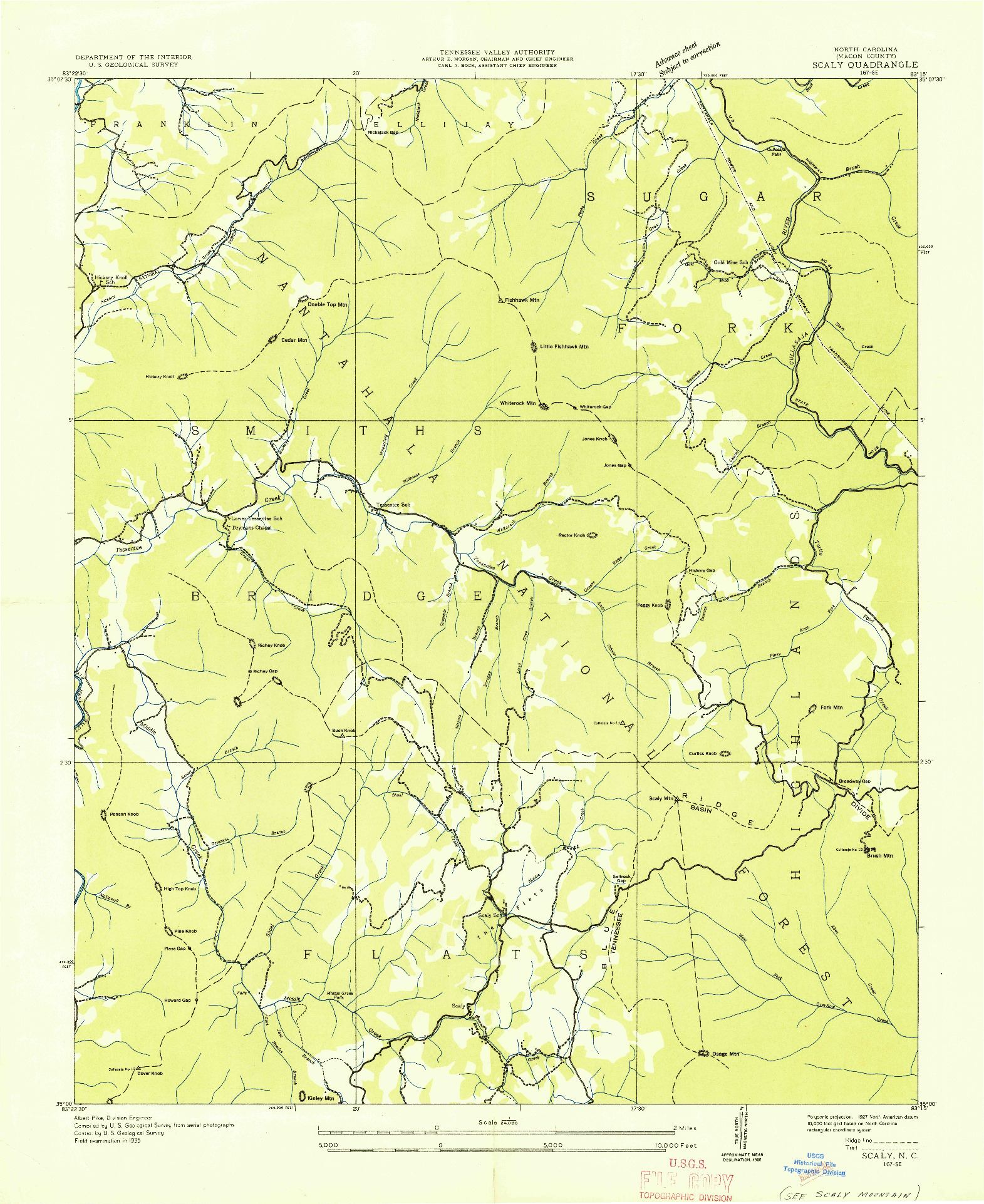 USGS 1:24000-SCALE QUADRANGLE FOR SCALY, NC 1935