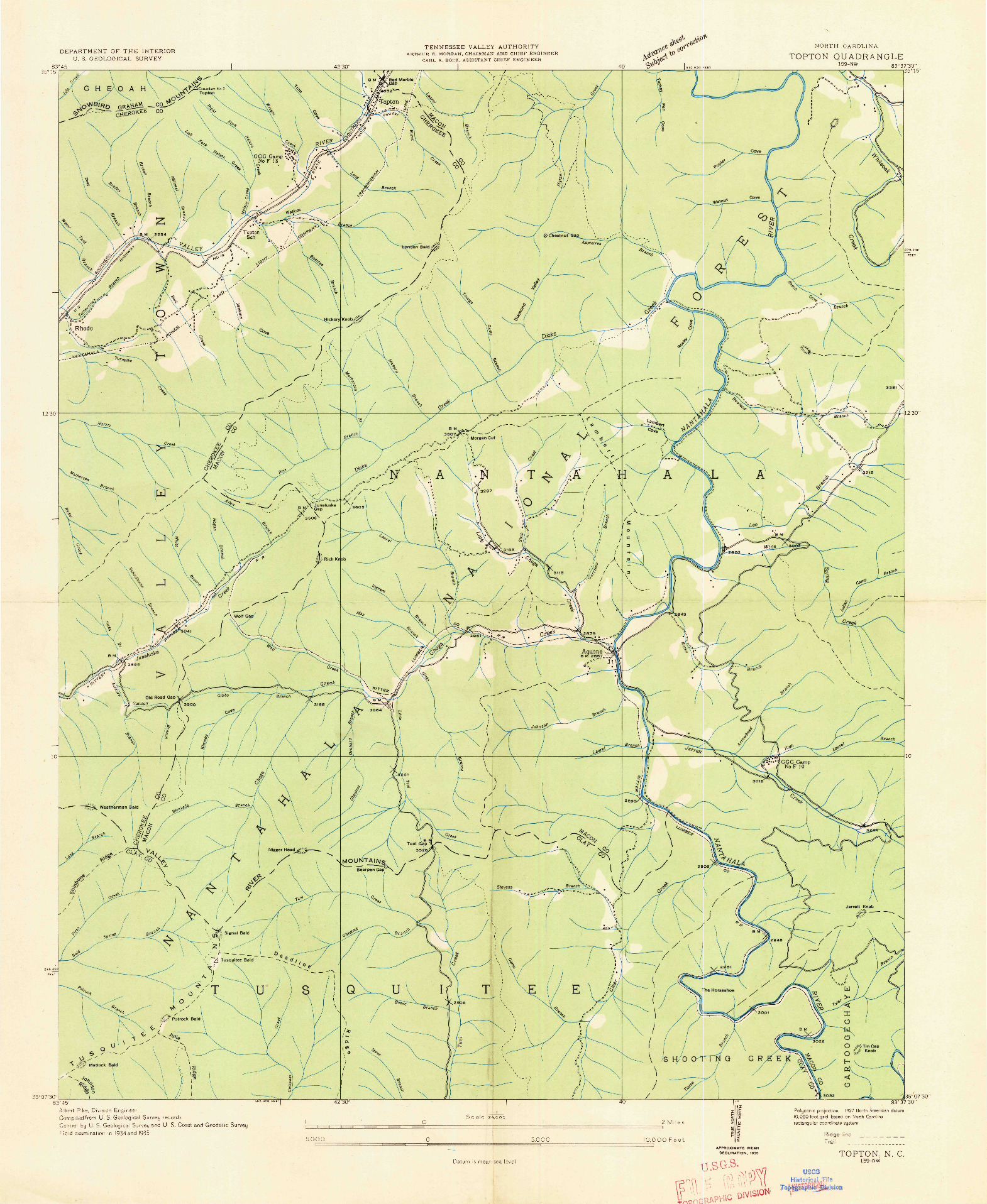 USGS 1:24000-SCALE QUADRANGLE FOR TOPTON, NC 1935