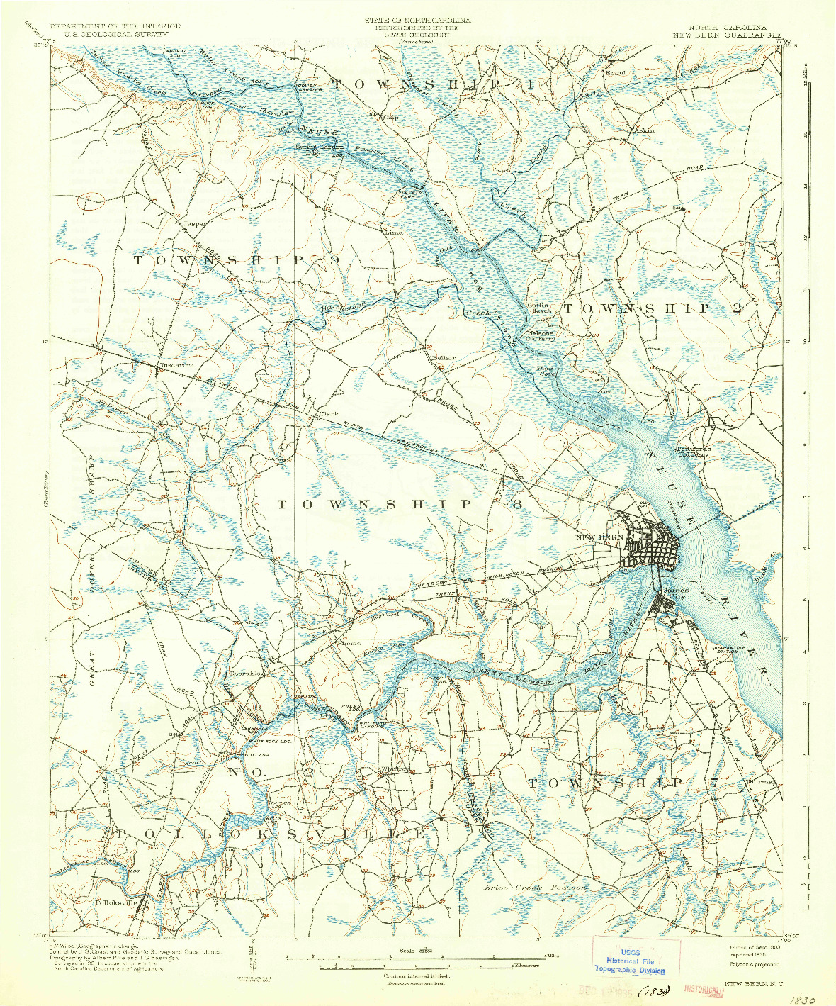 USGS 1:62500-SCALE QUADRANGLE FOR NEW BERN, NC 1903