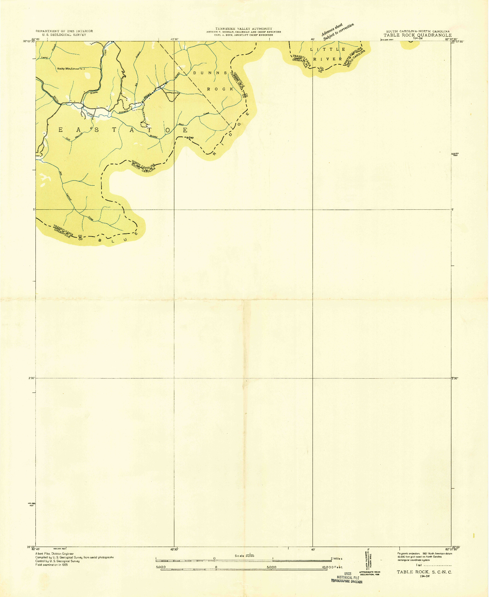 USGS 1:24000-SCALE QUADRANGLE FOR TABLE ROCK, SC 1935