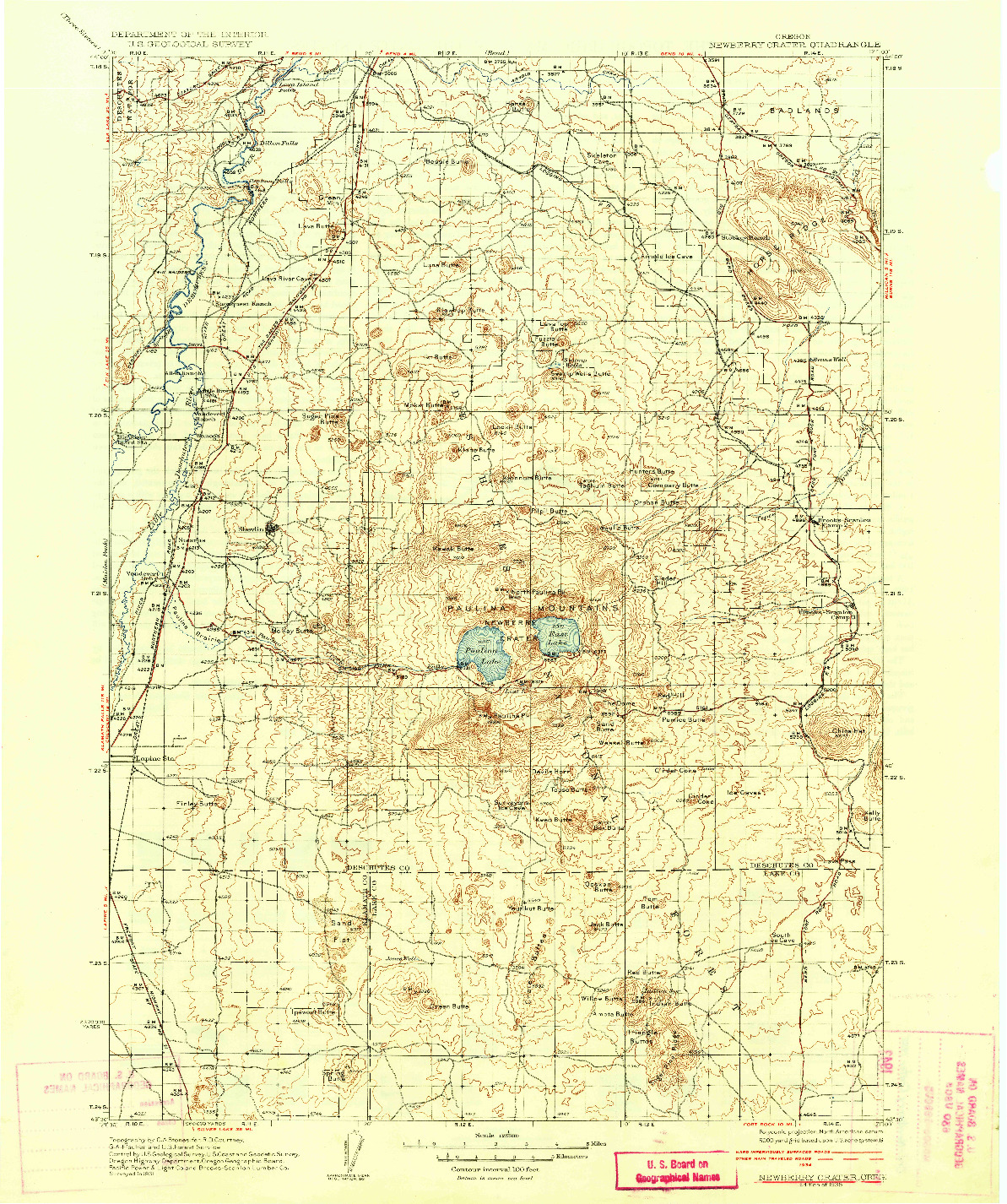 USGS 1:125000-SCALE QUADRANGLE FOR NEWBERRY CRATER, OR 1935