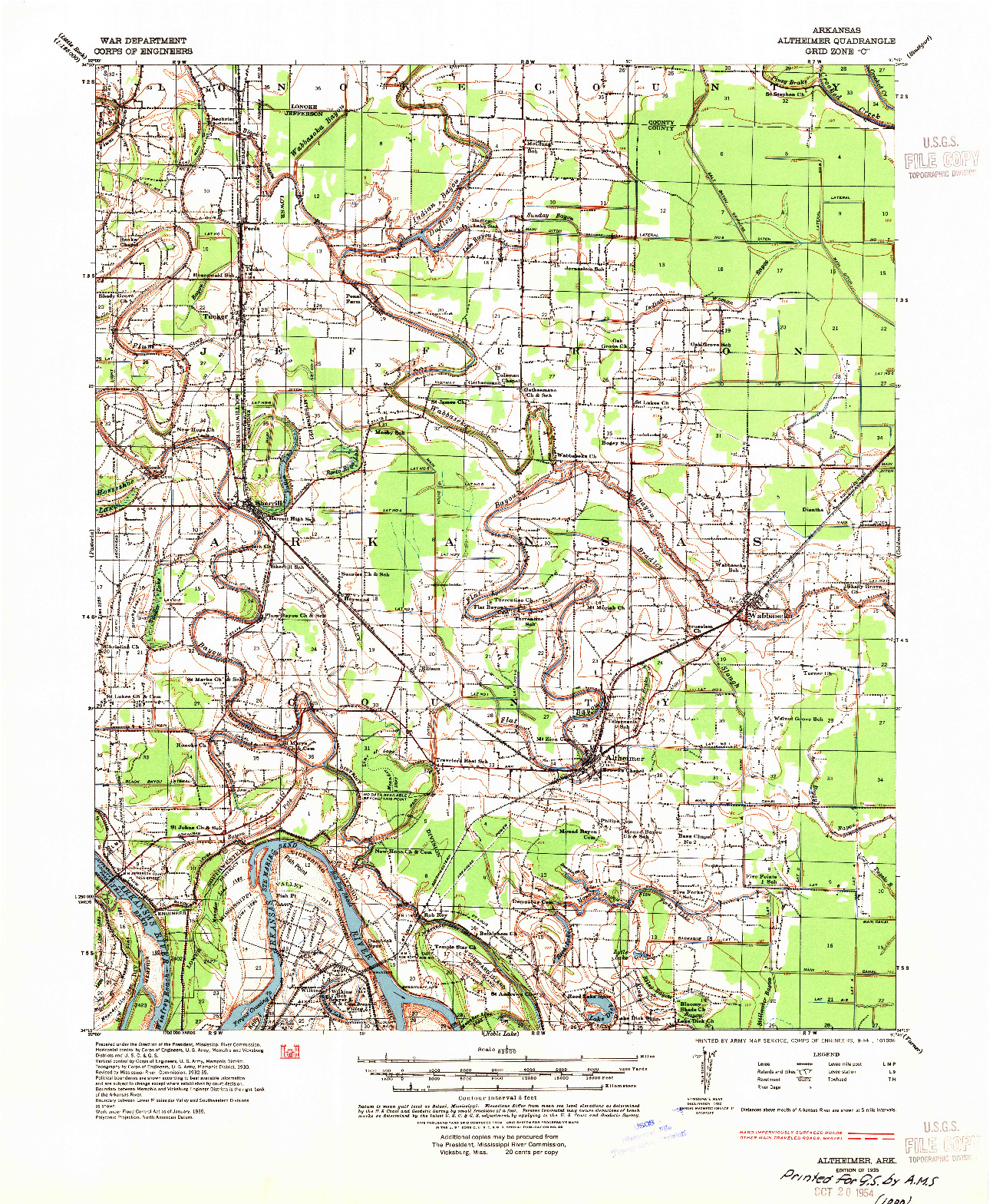 USGS 1:62500-SCALE QUADRANGLE FOR ALTHEIMER, AR 1935