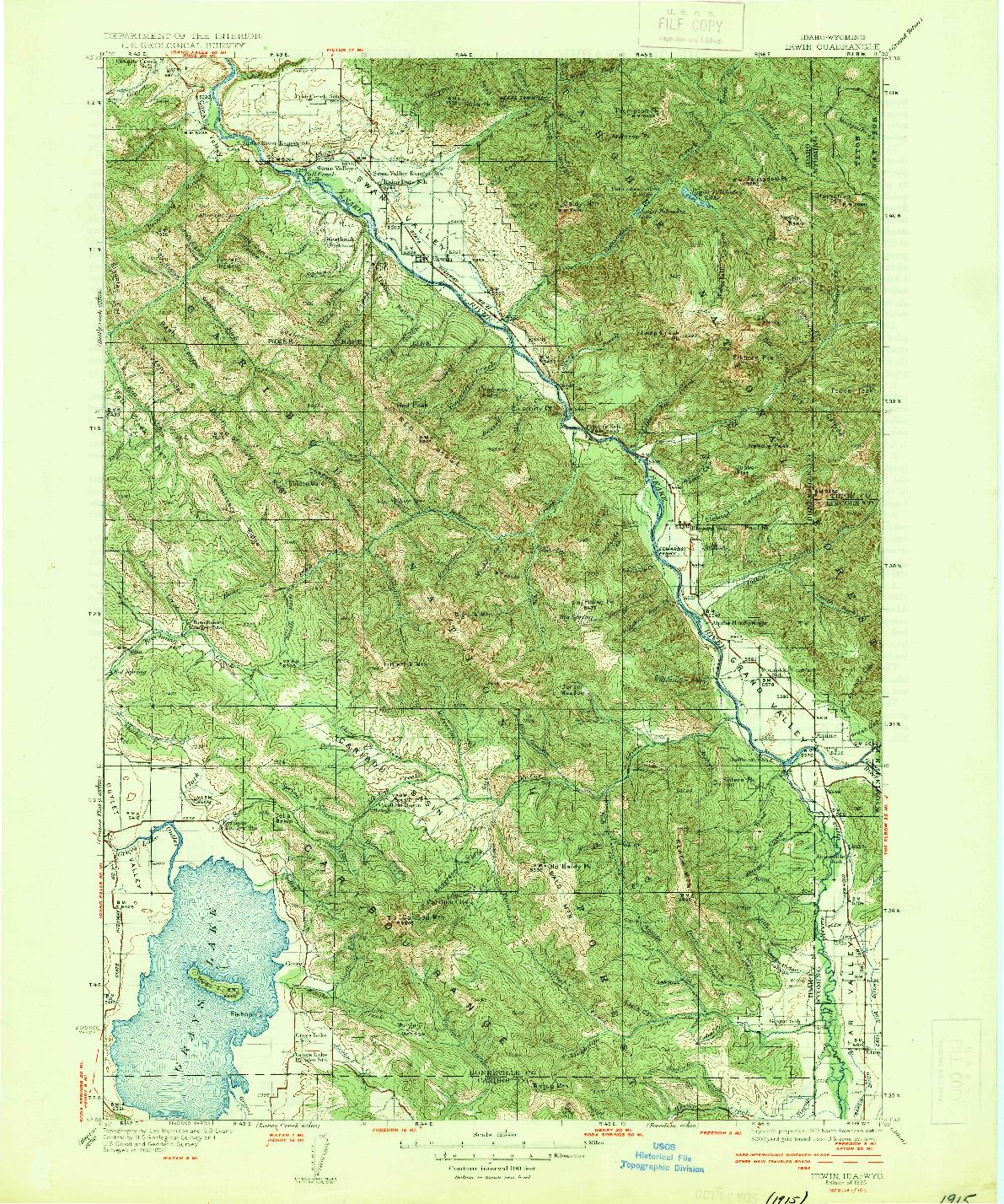 USGS 1:125000-SCALE QUADRANGLE FOR IRWIN, ID 1935