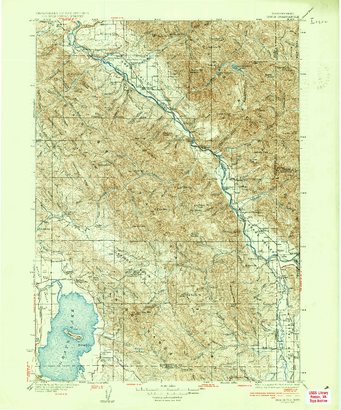 USGS 1:125000-SCALE QUADRANGLE FOR IRWIN, ID 1935