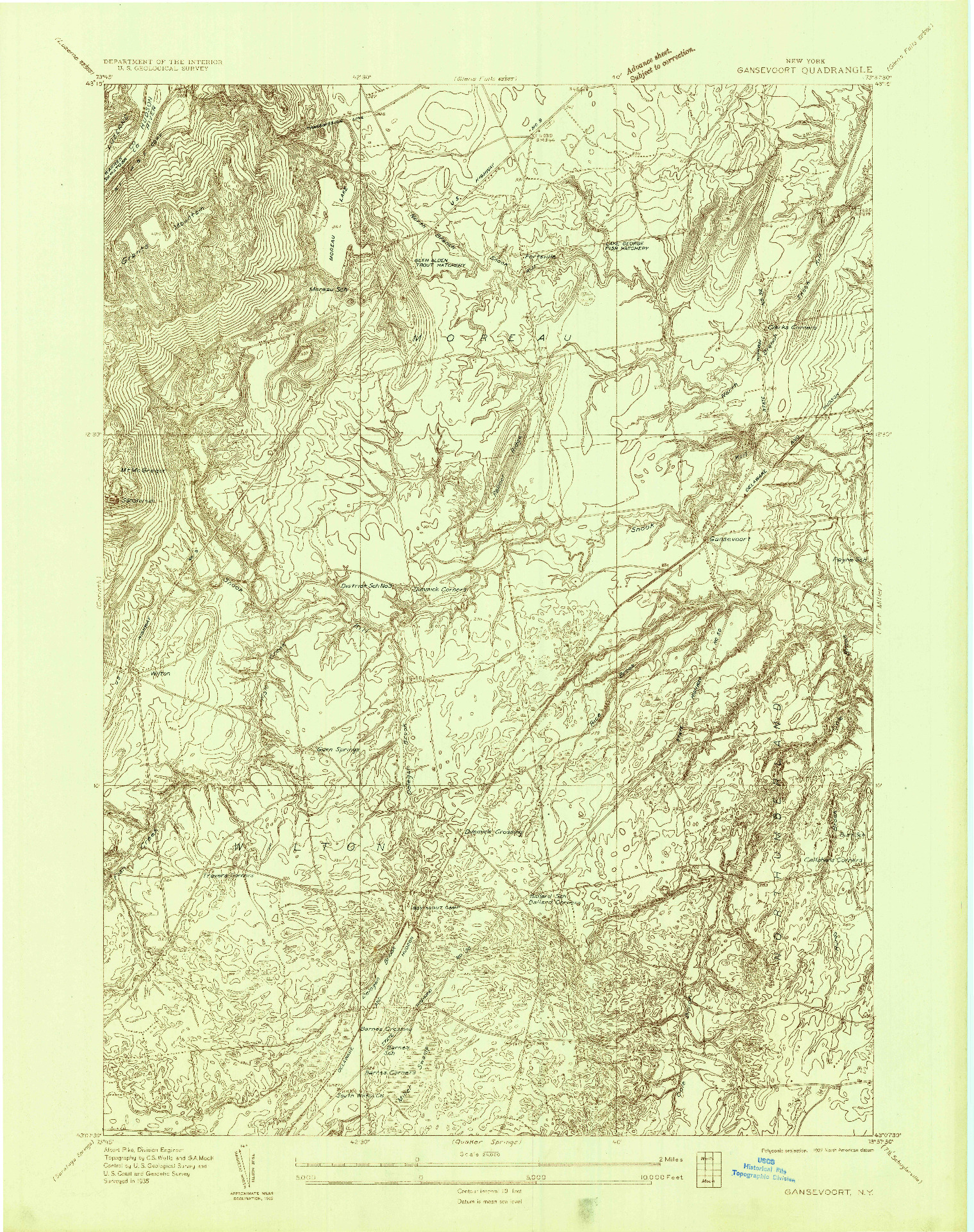 USGS 1:24000-SCALE QUADRANGLE FOR GANSEVOORT, NY 1935