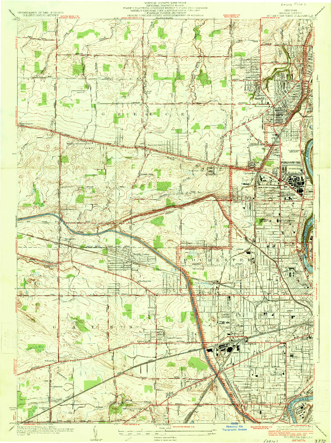 USGS 1:24000-SCALE QUADRANGLE FOR ROCHESTER WEST, NY 1935