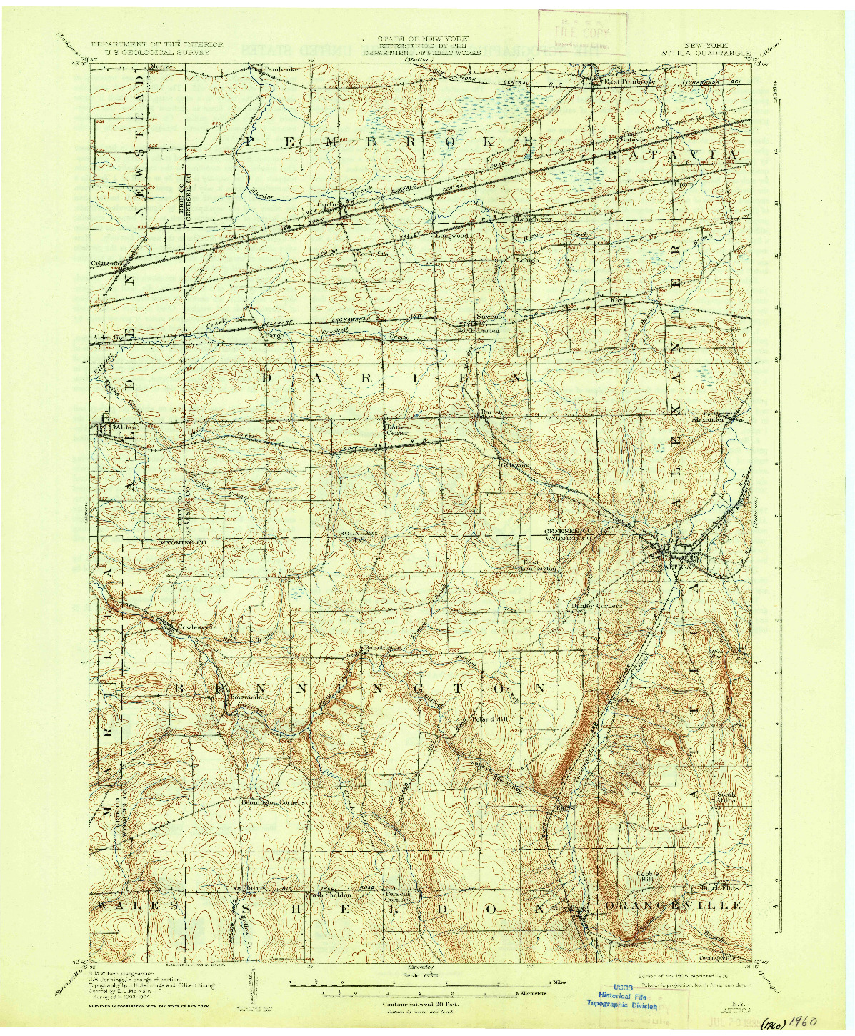 USGS 1:62500-SCALE QUADRANGLE FOR ATTICA, NY 1905